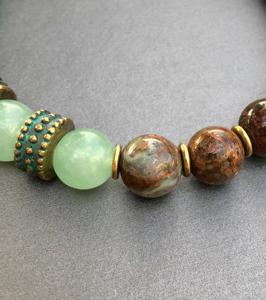 MossberryandStone Chinese Turquoise Aventurine Beaded Bracelet 10mm Unisex