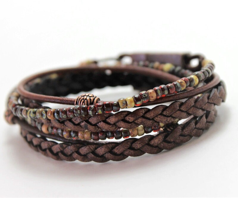 BohoWrapFrancesca Boho Leather Wrap Bracelet With Miyuki Beads