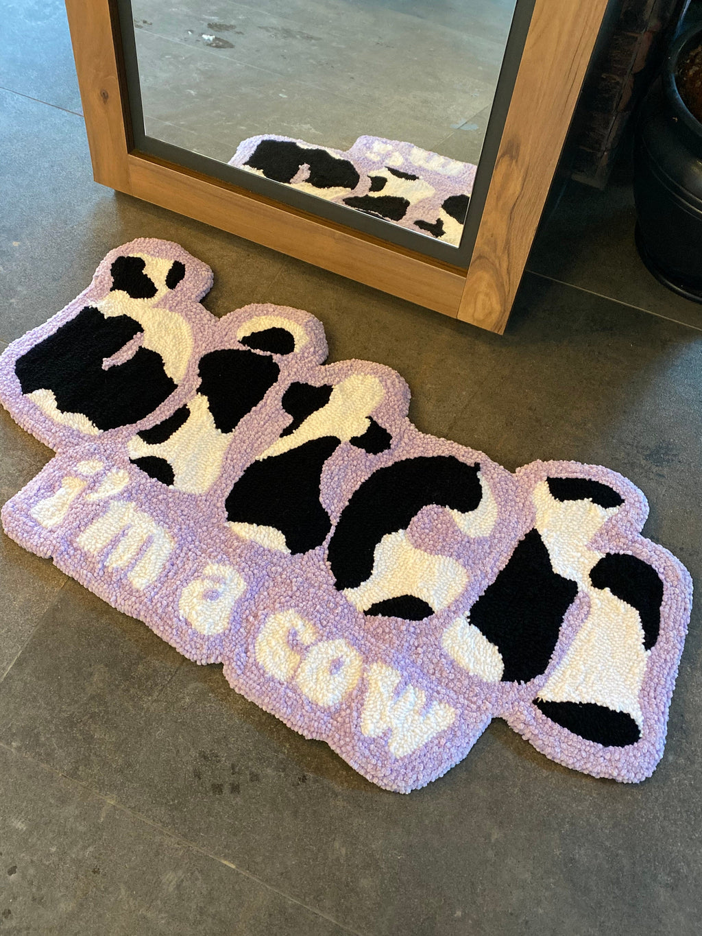 OrnnWorks I'm a Cow Tufted Rug Handmade Home Decor