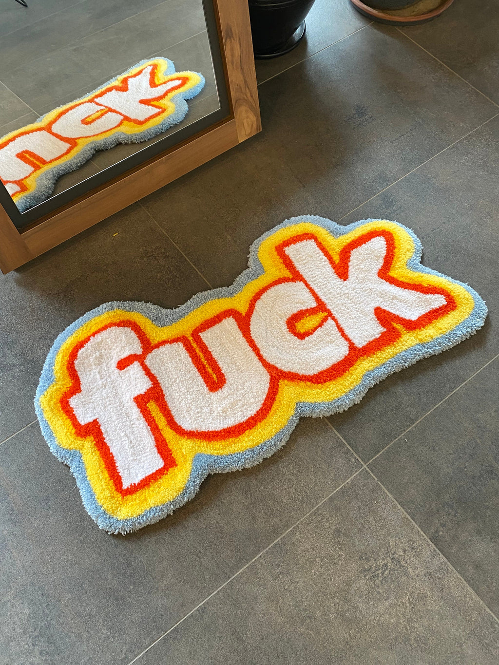 OrnnWorks Rainbow 'F*ck' Fluffy Tufted Rug Customized Design