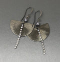 MossberryandStone Half Moon Gunmetal Sparkle Earrings CZ Crystal