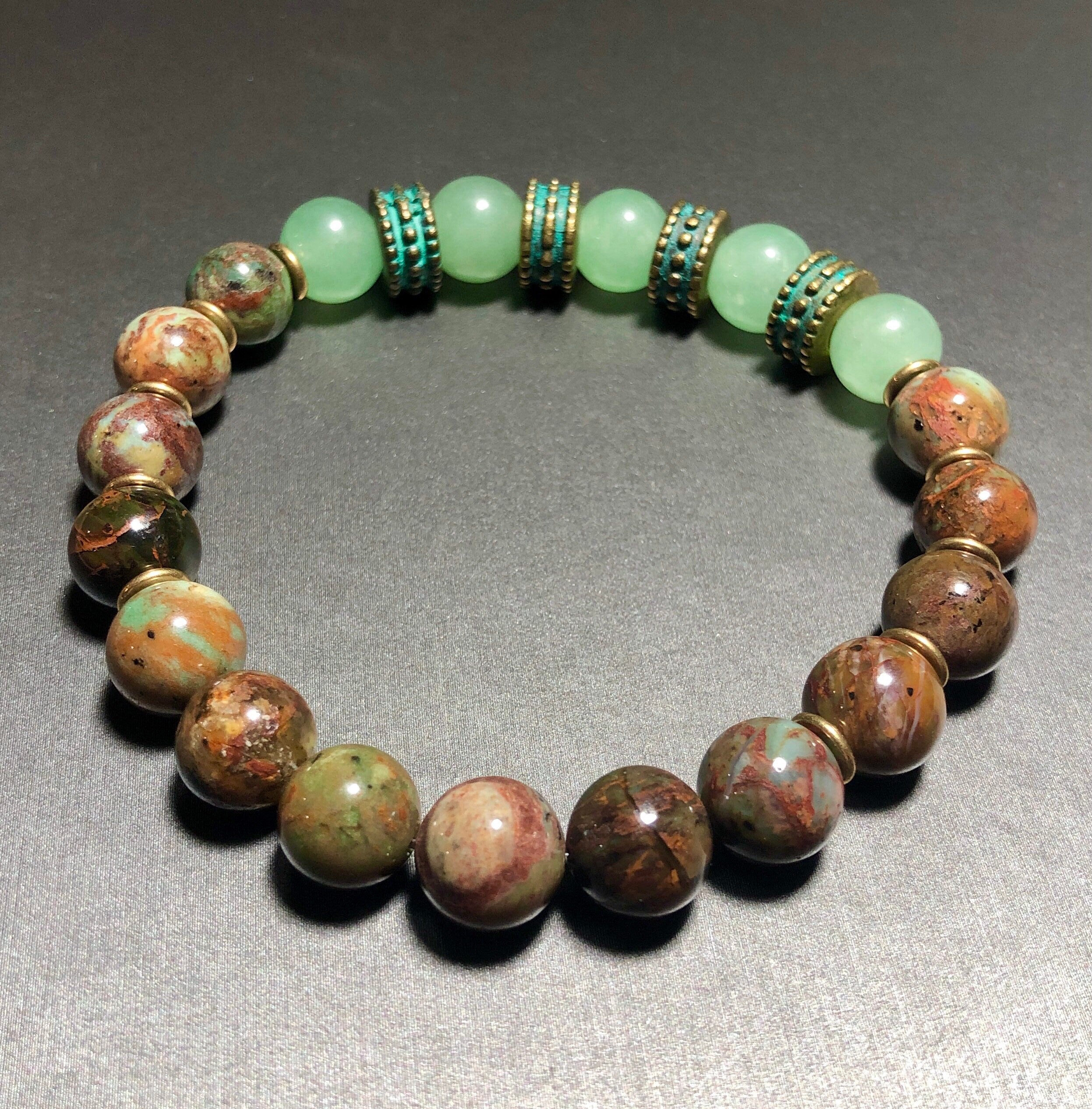 MossberryandStone Chinese Turquoise Aventurine Beaded Bracelet 10mm Unisex
