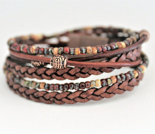 BohoWrapFrancesca Boho Leather Wrap Bracelet With Miyuki Beads