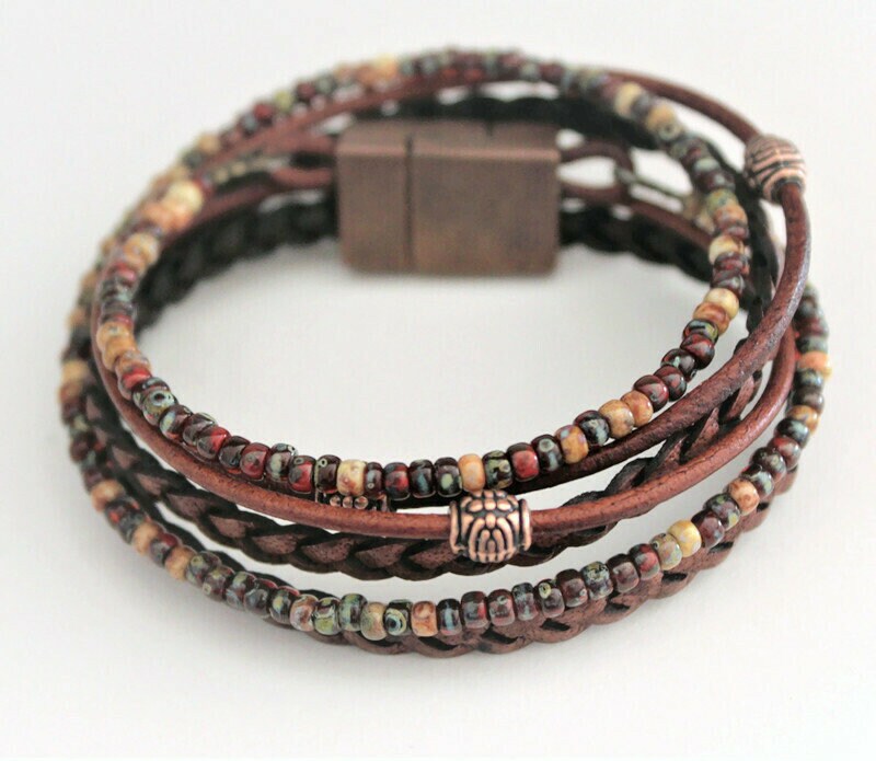 BohoWrapFrancesca Boho Leather Wrap Bracelet With Miyuki Beads