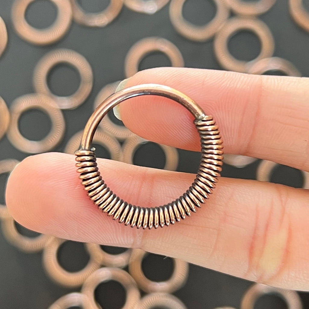 Handmade Copper Circle Pendant Necklace: Wire Wrapped Jewelry, 20 Inch Chain