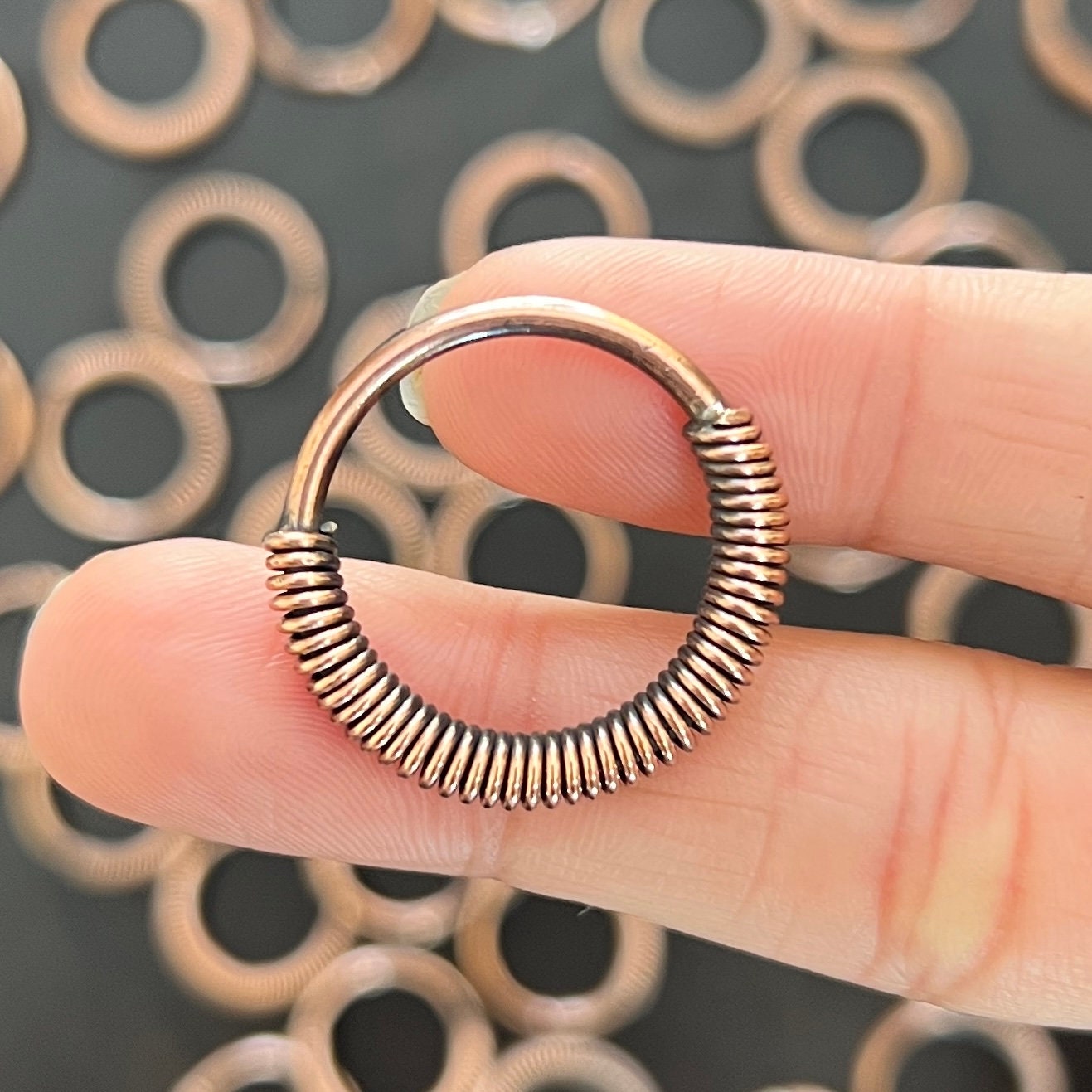 Handmade Copper Circle Pendant Necklace: Wire Wrapped Jewelry, 20 Inch Chain