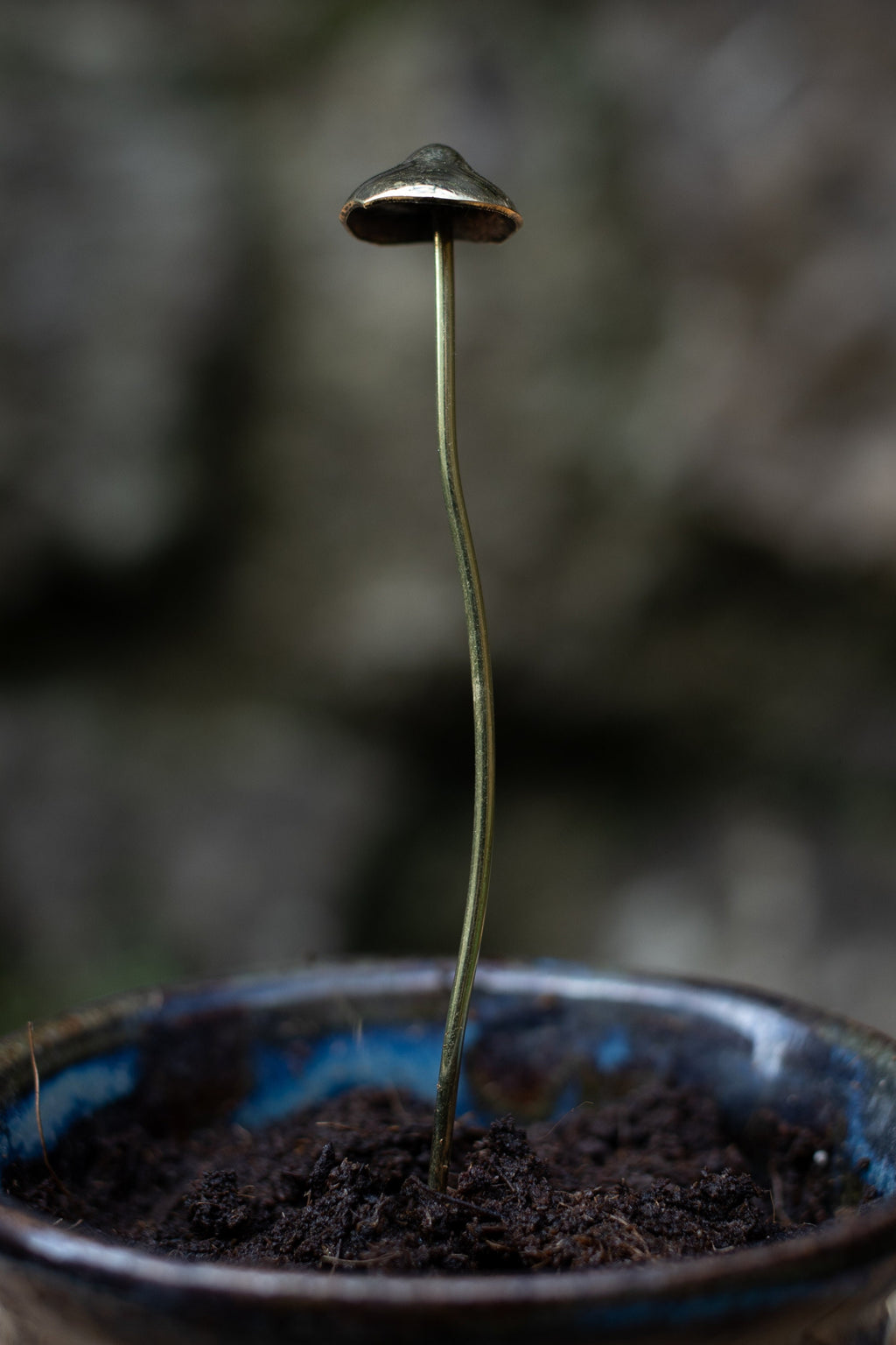 GazRye Handcrafted Brass Mushroom Garden Decoration Single Piece