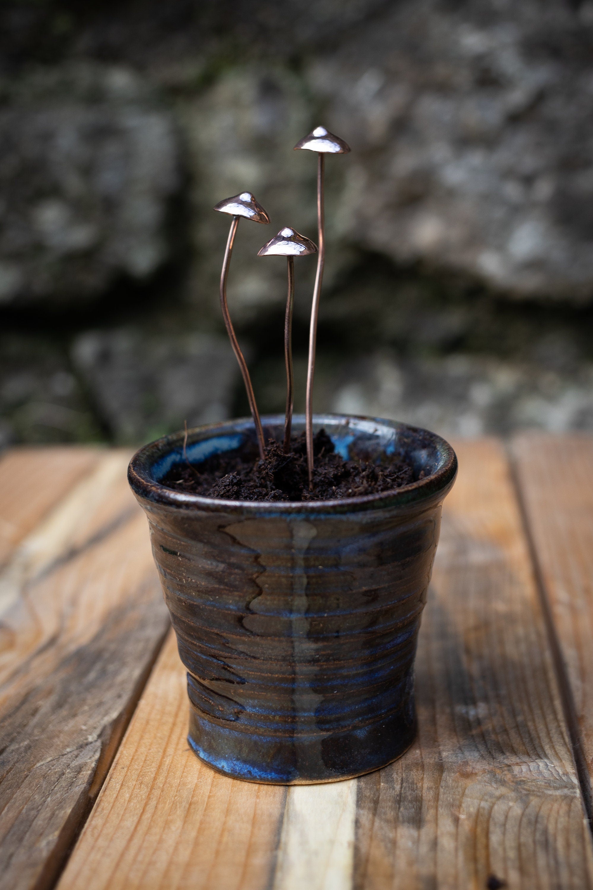 GazRye Handcrafted Copper Mushrooms x1 Garden Decoration