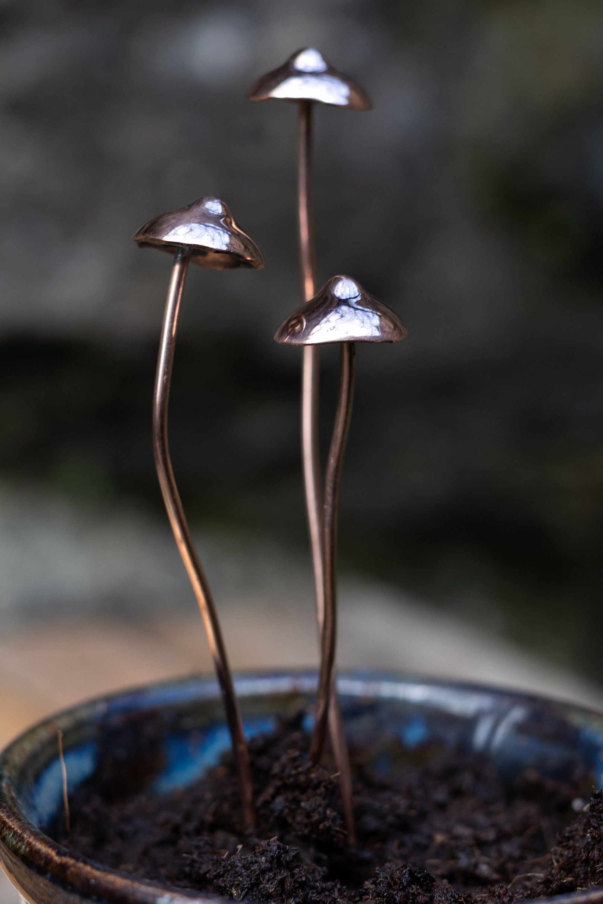 GazRye Handcrafted Copper Mushrooms x1 Garden Decoration