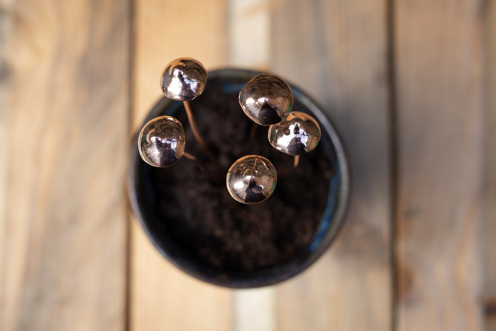 GazRye Handcrafted Copper Mushrooms x1 Garden Decoration