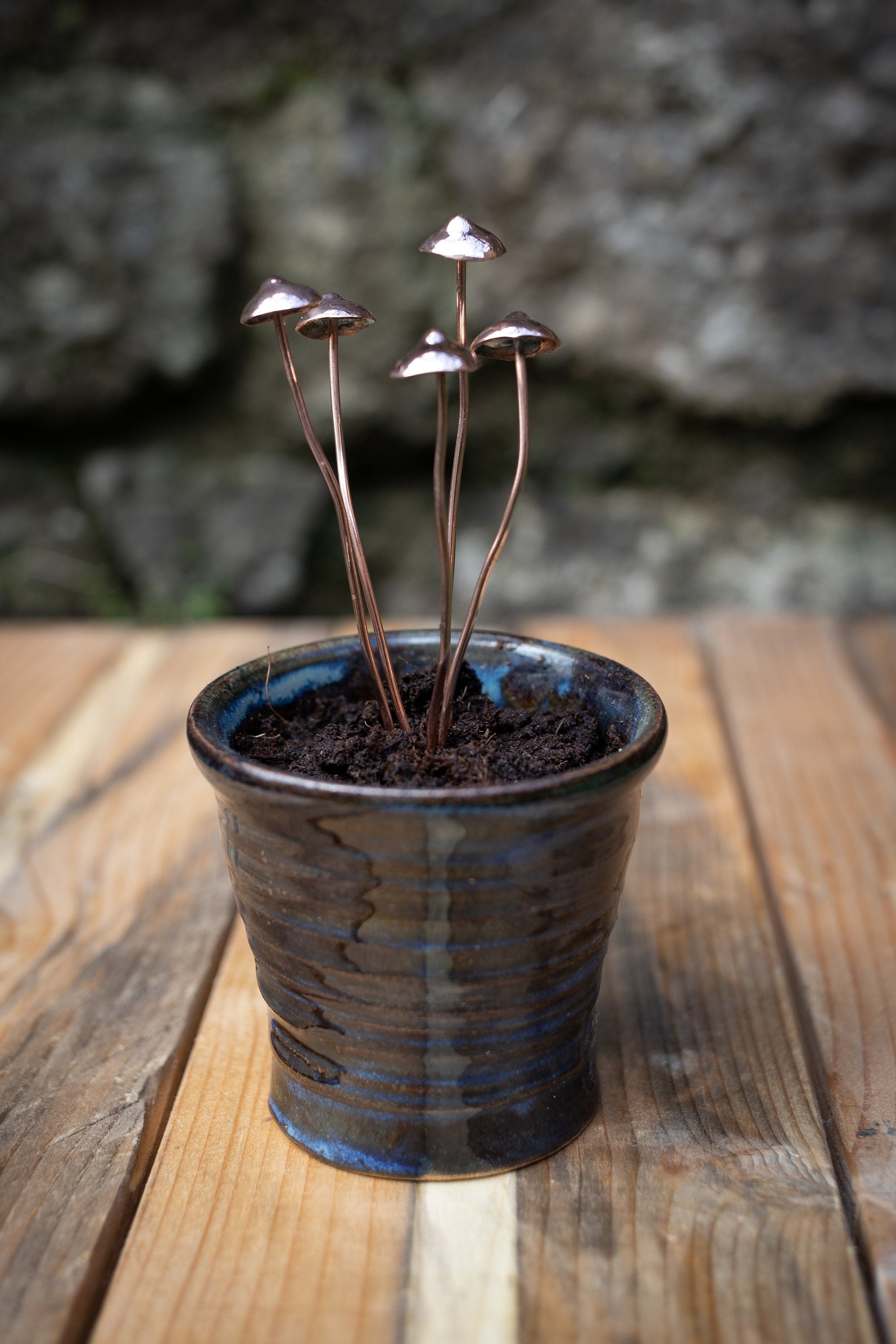 GazRye Handcrafted Copper Mushrooms x1 Garden Decoration