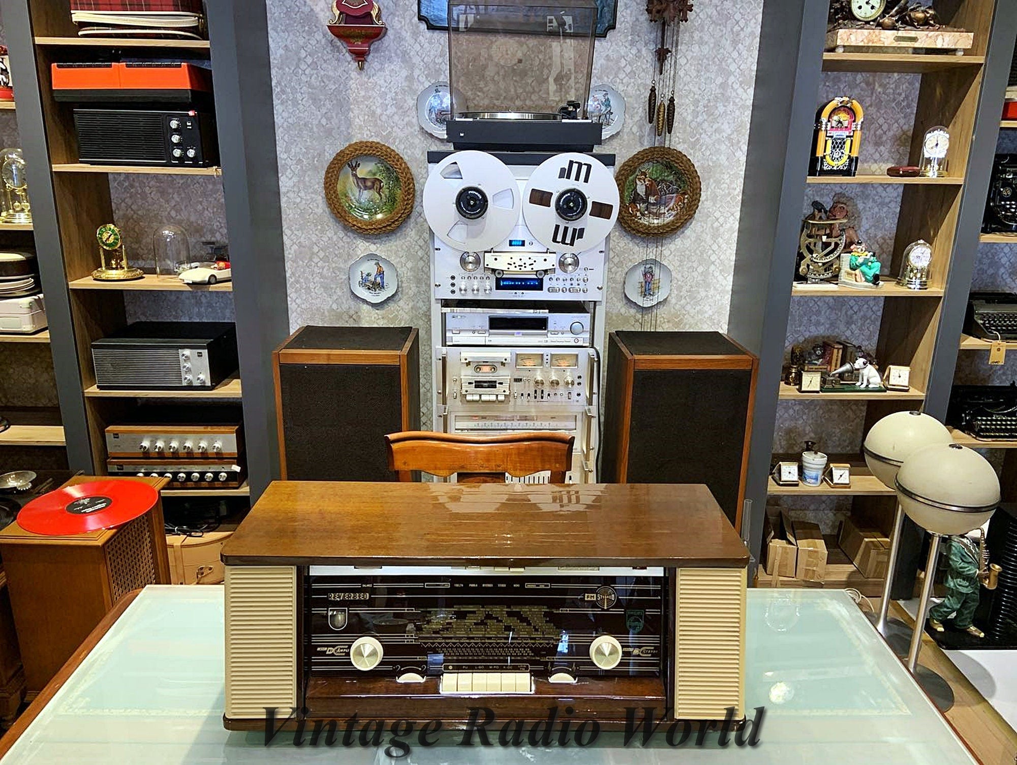 Philips Reverbeo Vintage Radio Fully Restored 1960s Brown Wood