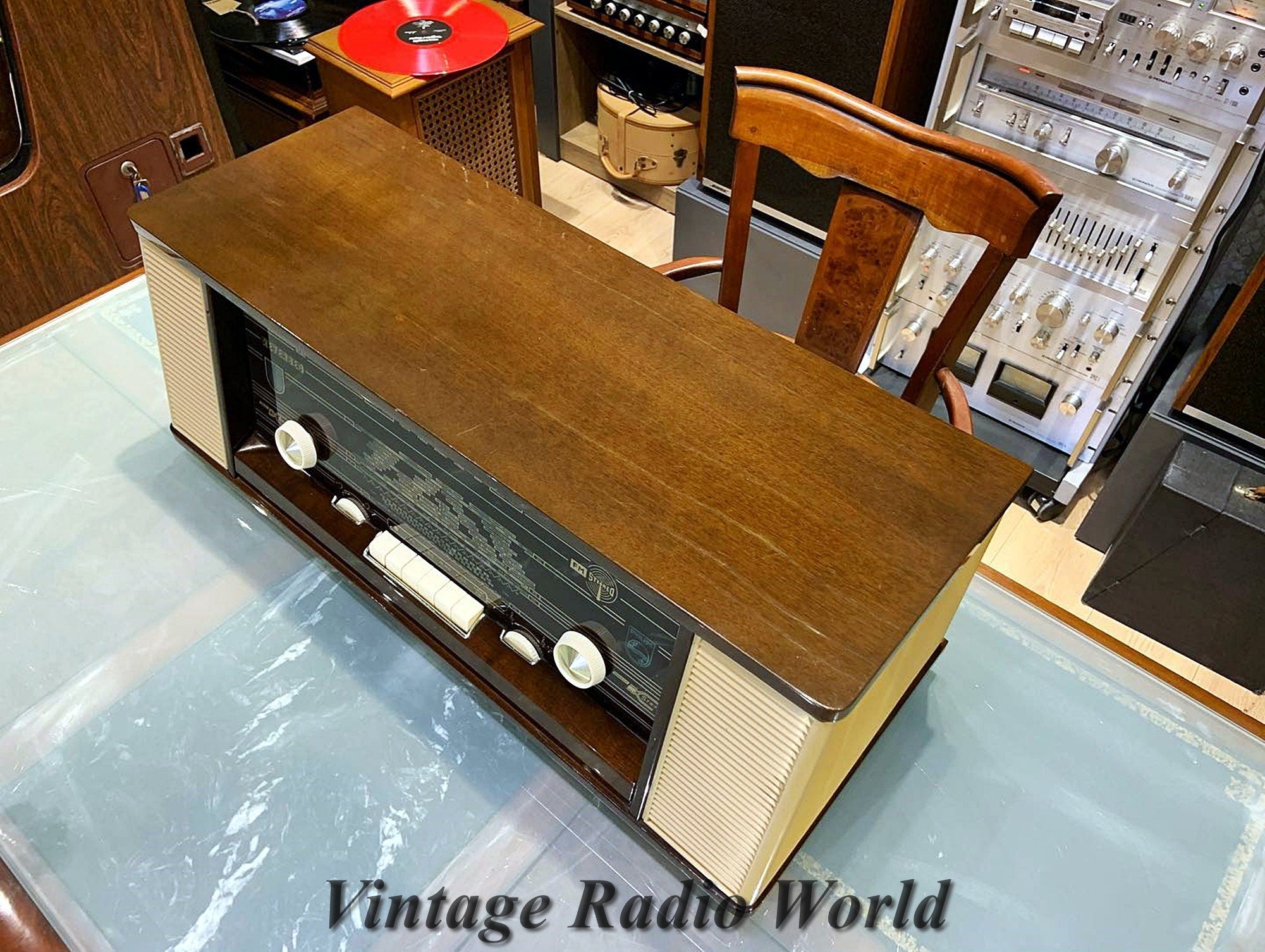 Philips Reverbeo Vintage Radio Fully Restored 1960s Brown Wood