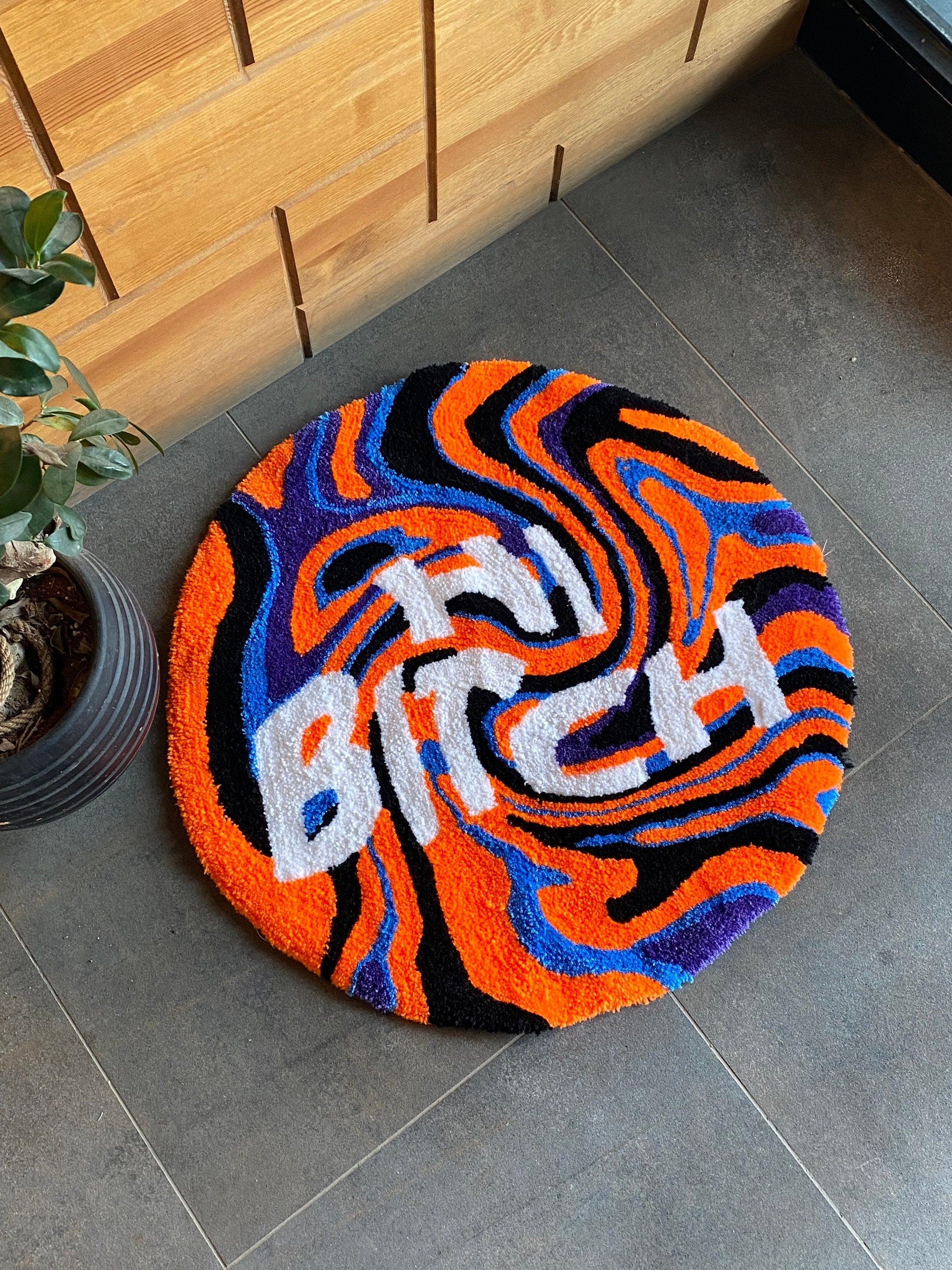 OrnnWorks "Hi B1tch" Handmade Fluffy Tufted Rug