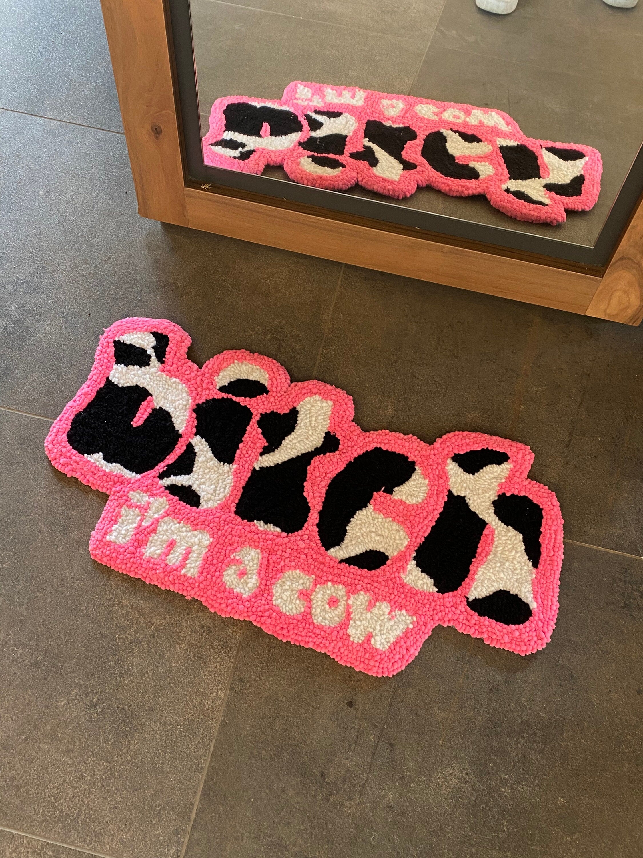 OrnnWorks I'm a Cow Tufted Rug Handmade Home Decor