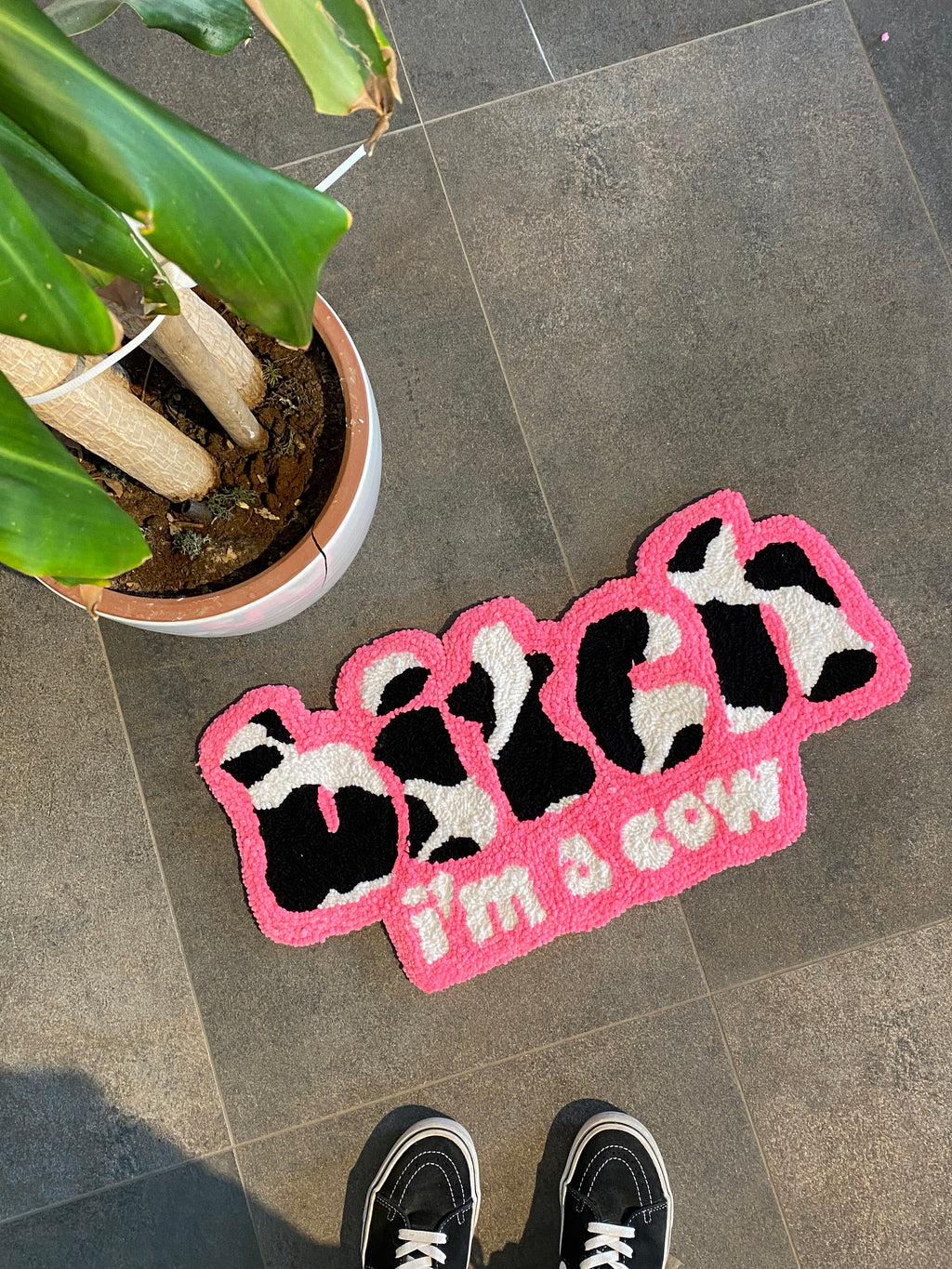 OrnnWorks I'm a Cow Tufted Rug Handmade Home Decor