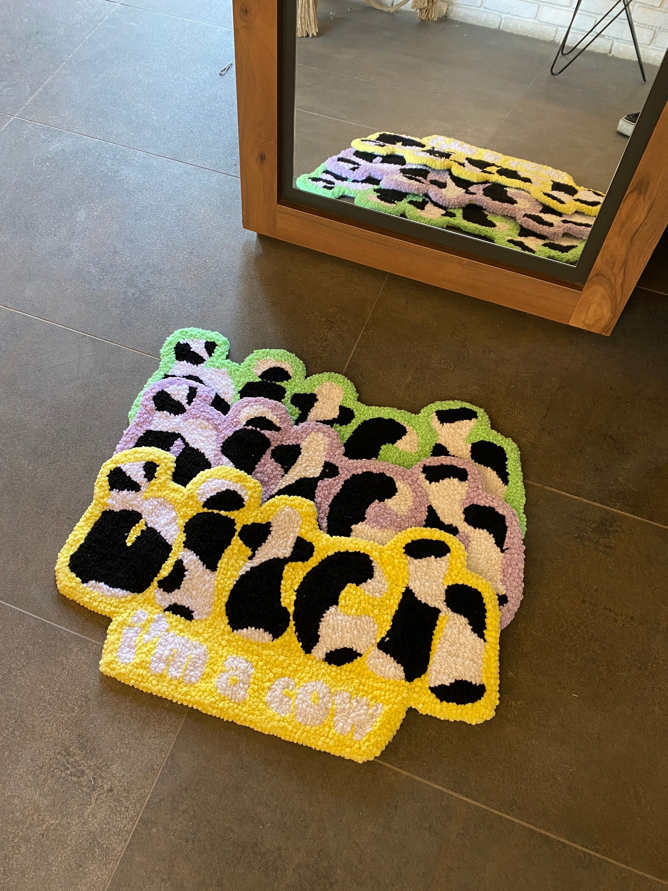 OrnnWorks I'm a Cow Tufted Rug Handmade Home Decor