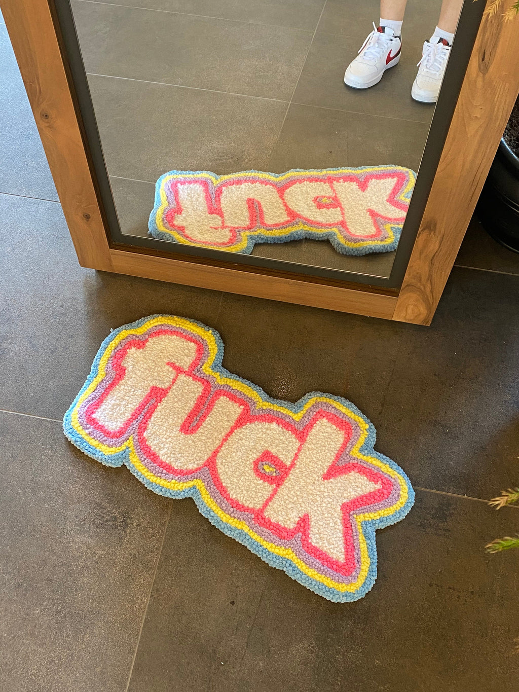 OrnnWorks F*ck Colorful Tufted Rug Handmade Multicolor