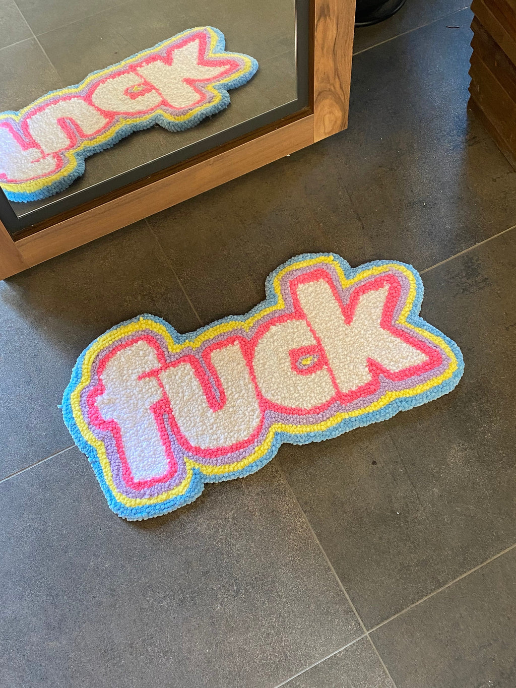 OrnnWorks F*ck Colorful Tufted Rug Handmade Multicolor