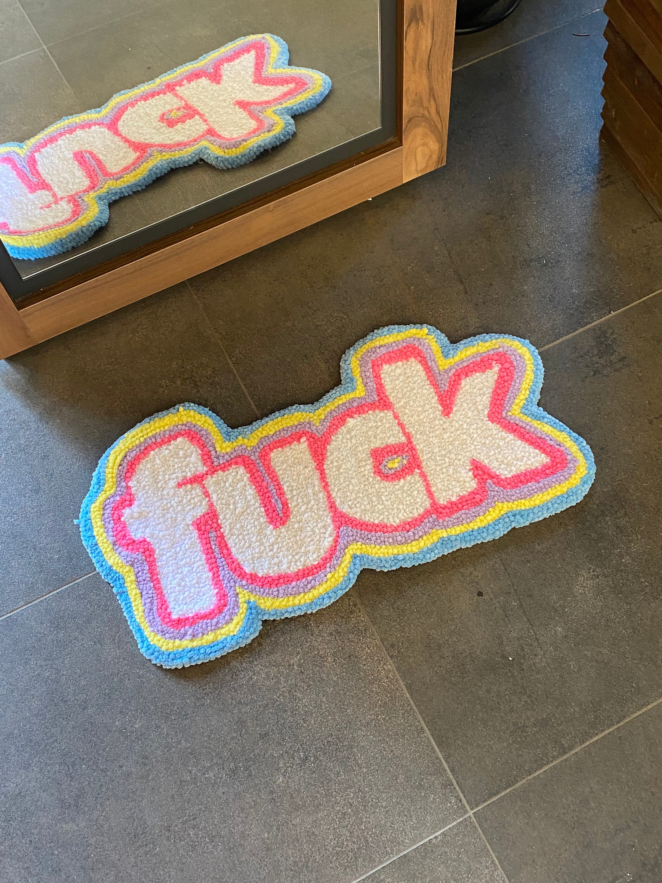 OrnnWorks F*ck Colorful Tufted Rug Handmade Multicolor