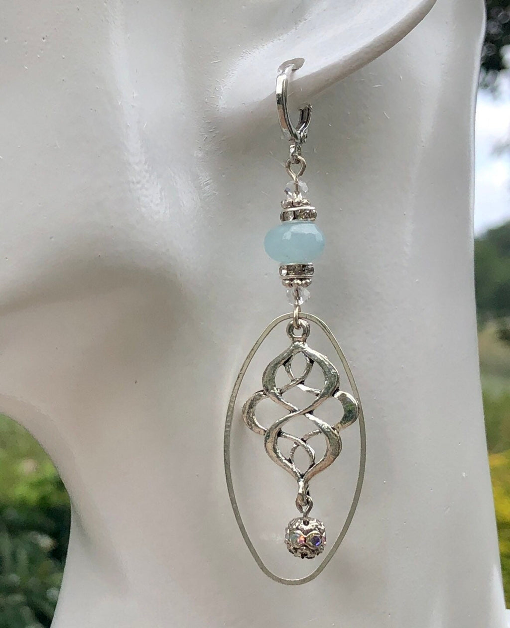 MossberryandStone Aquamarine Silver Long Dangle Earrings
