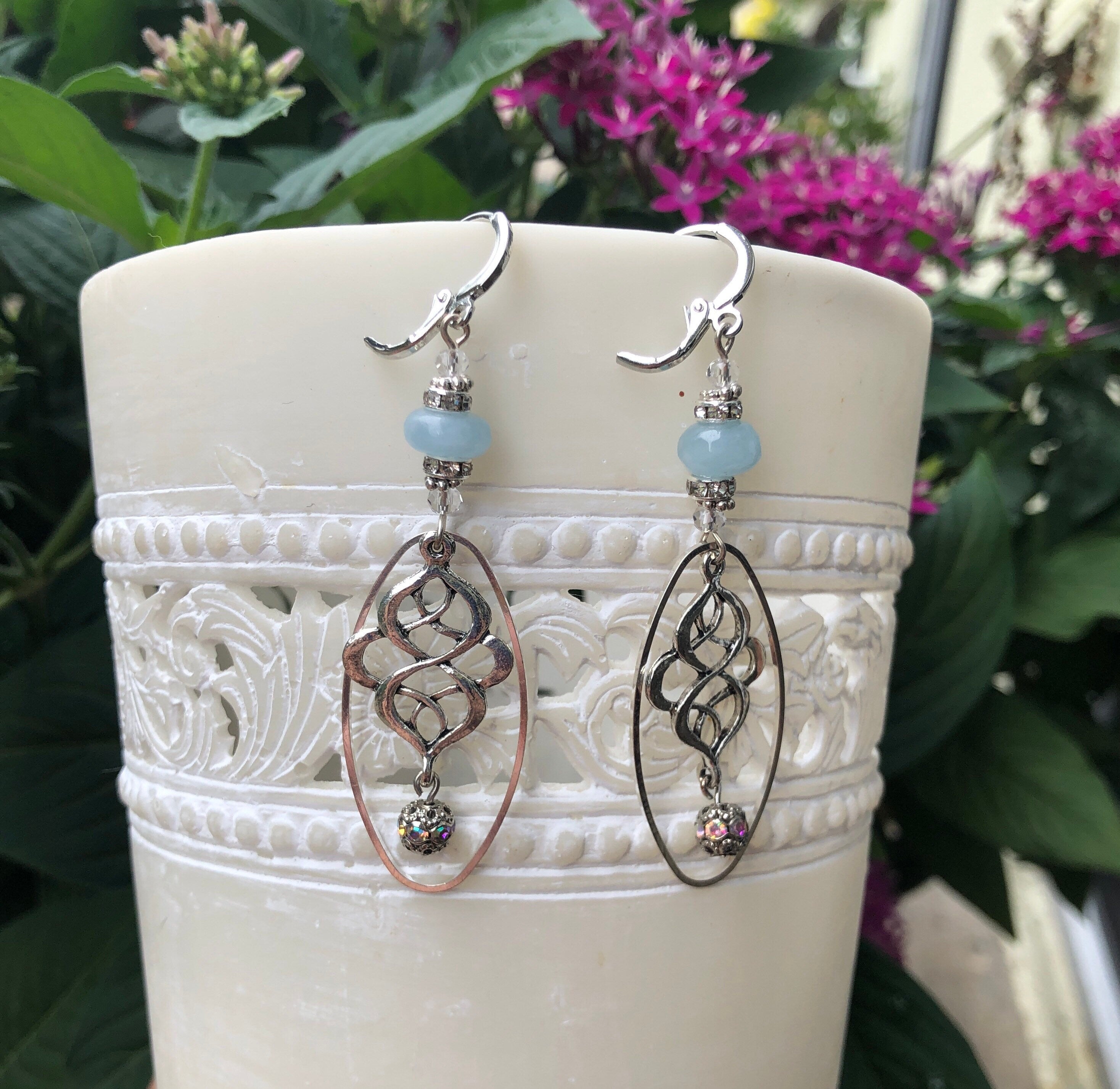 MossberryandStone Aquamarine Silver Long Dangle Earrings