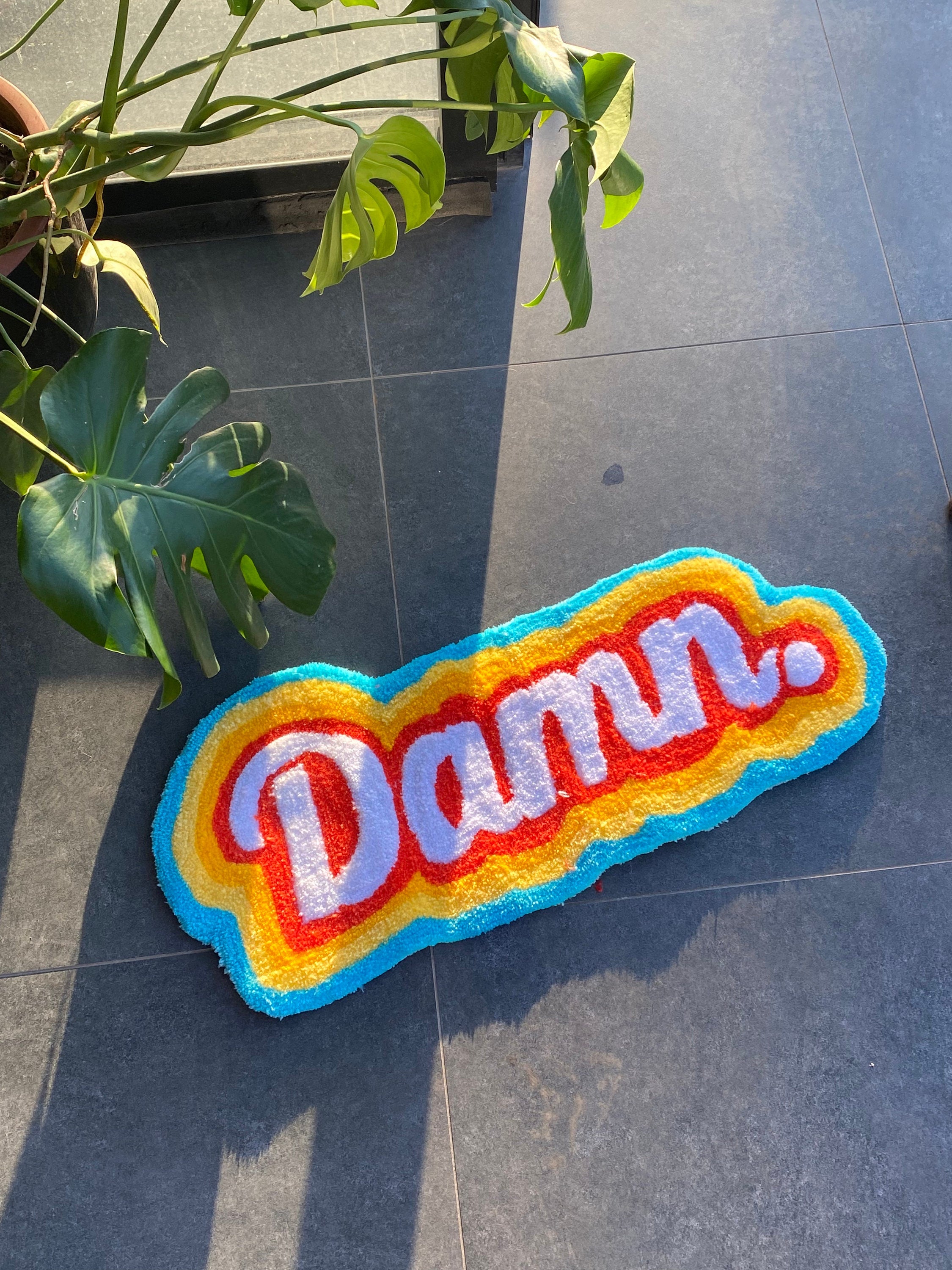 OrnnWorks Damn Rainbow Fluffy Tufted Rug Handmade Acrylic Cotton