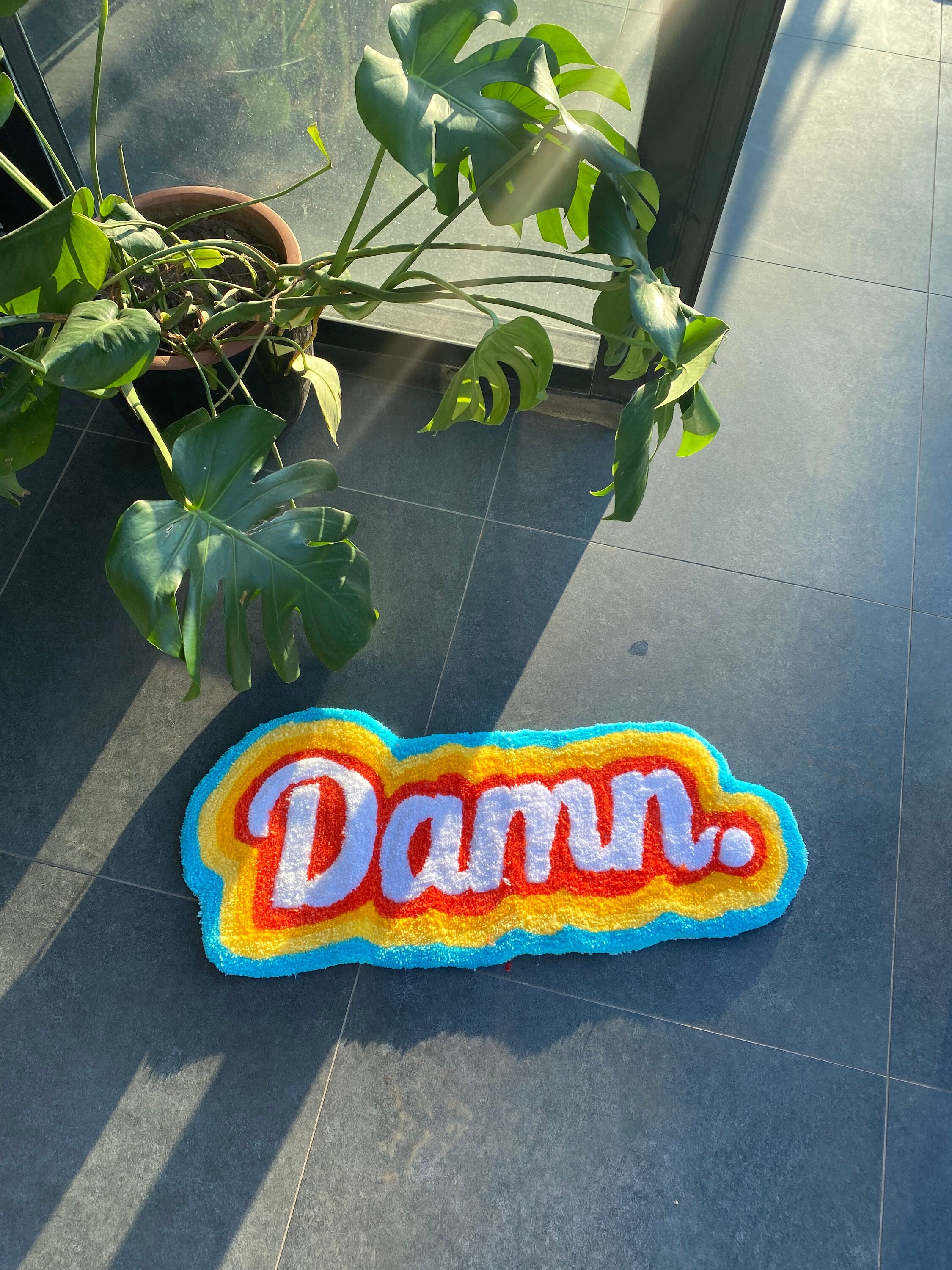 OrnnWorks Damn Rainbow Fluffy Tufted Rug Handmade Acrylic Cotton