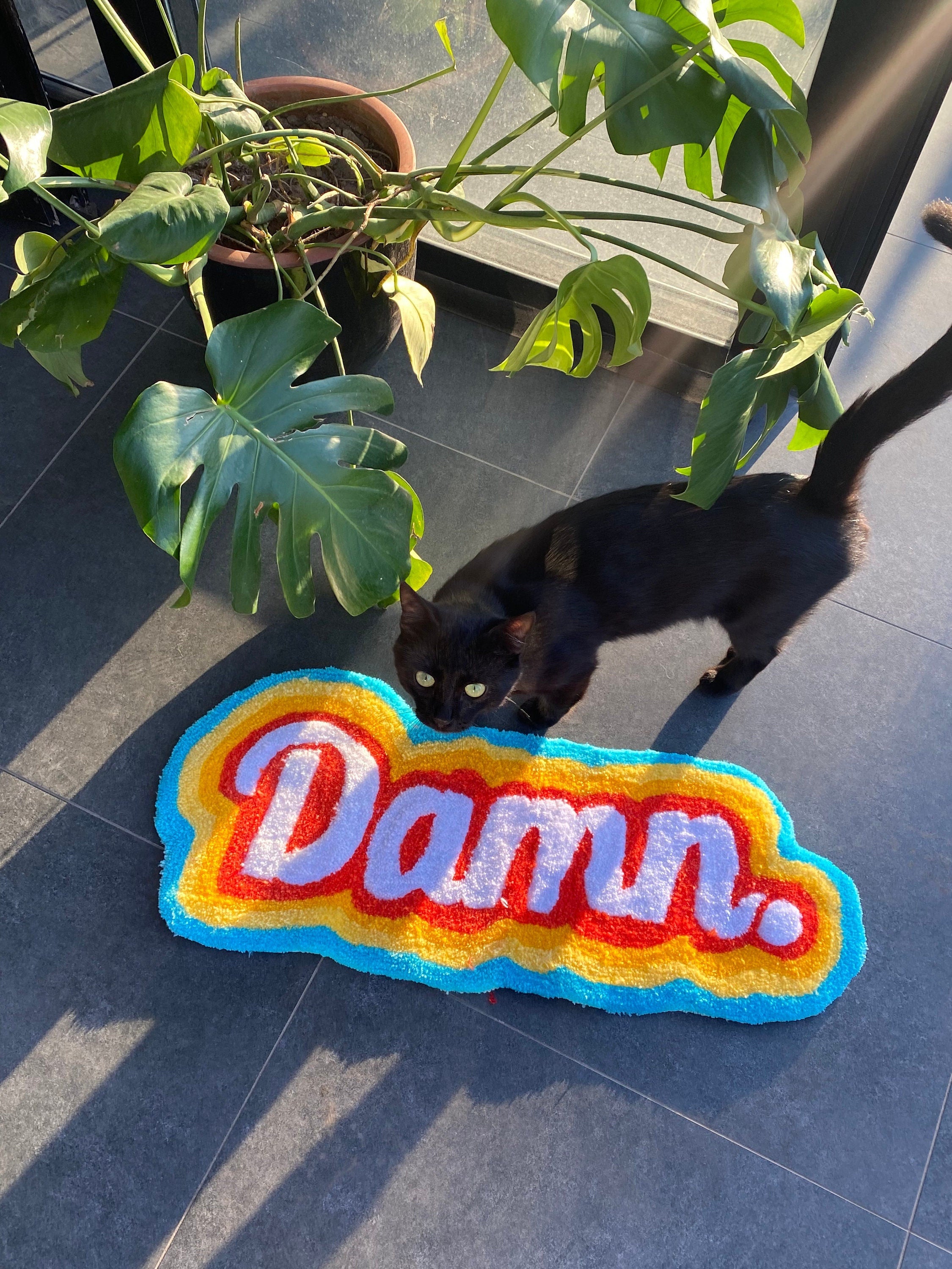 OrnnWorks Damn Rainbow Fluffy Tufted Rug Handmade Acrylic Cotton