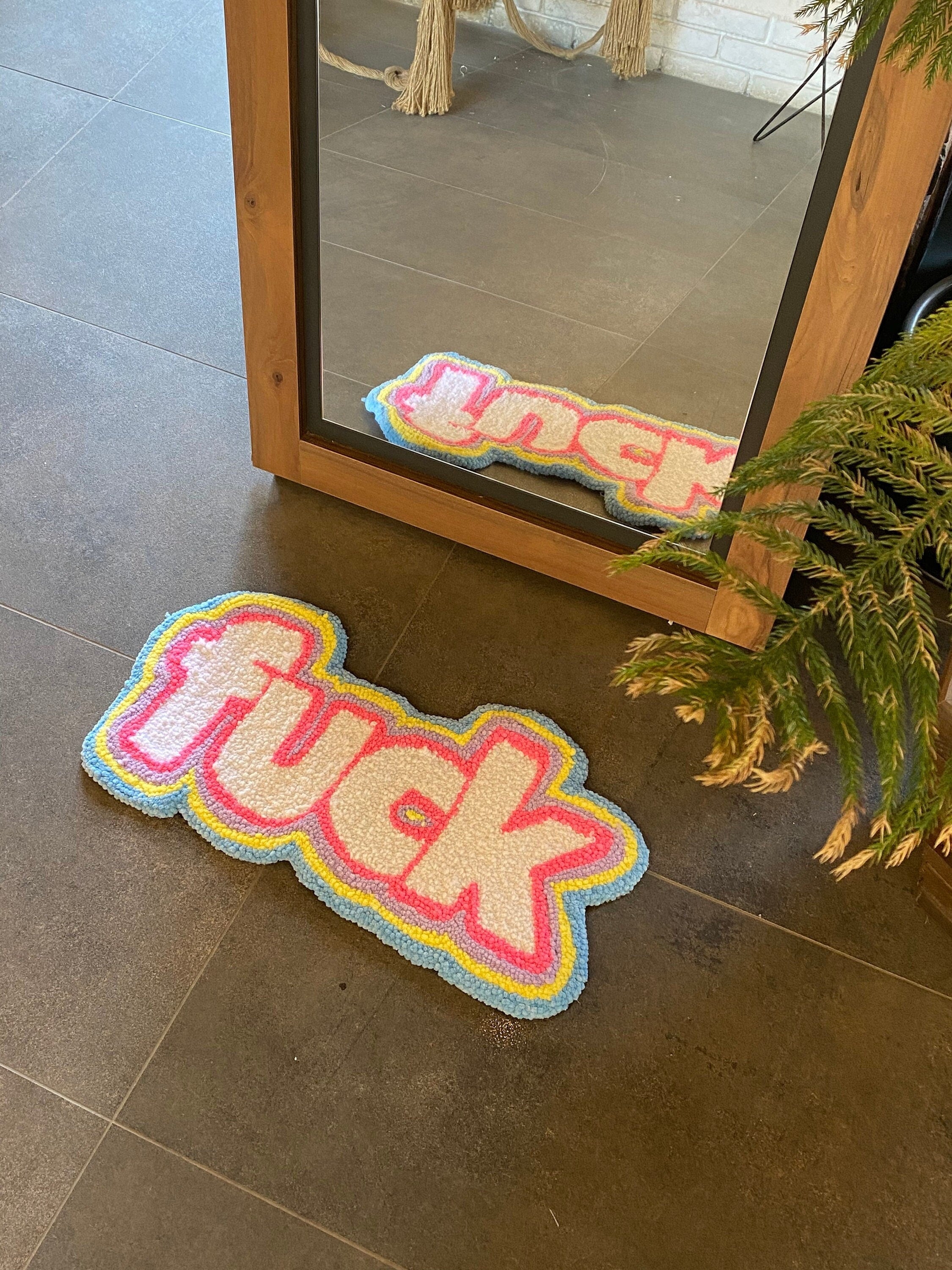 OrnnWorks F*ck Colorful Tufted Rug Handmade Multicolor