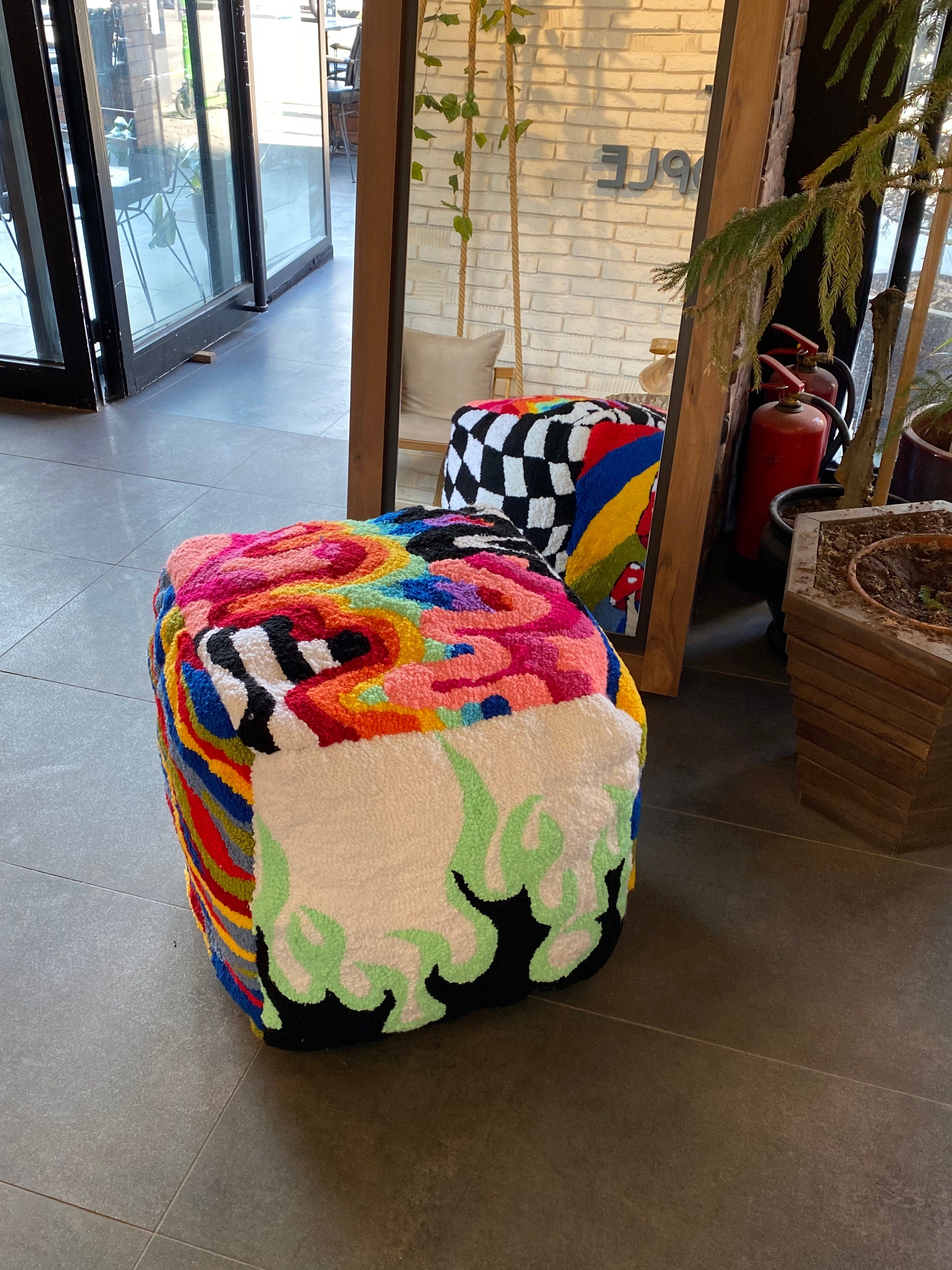 OrnnWorks Unstuffed Tufted Ottoman Pouf Cover Moroccan Bohemian
