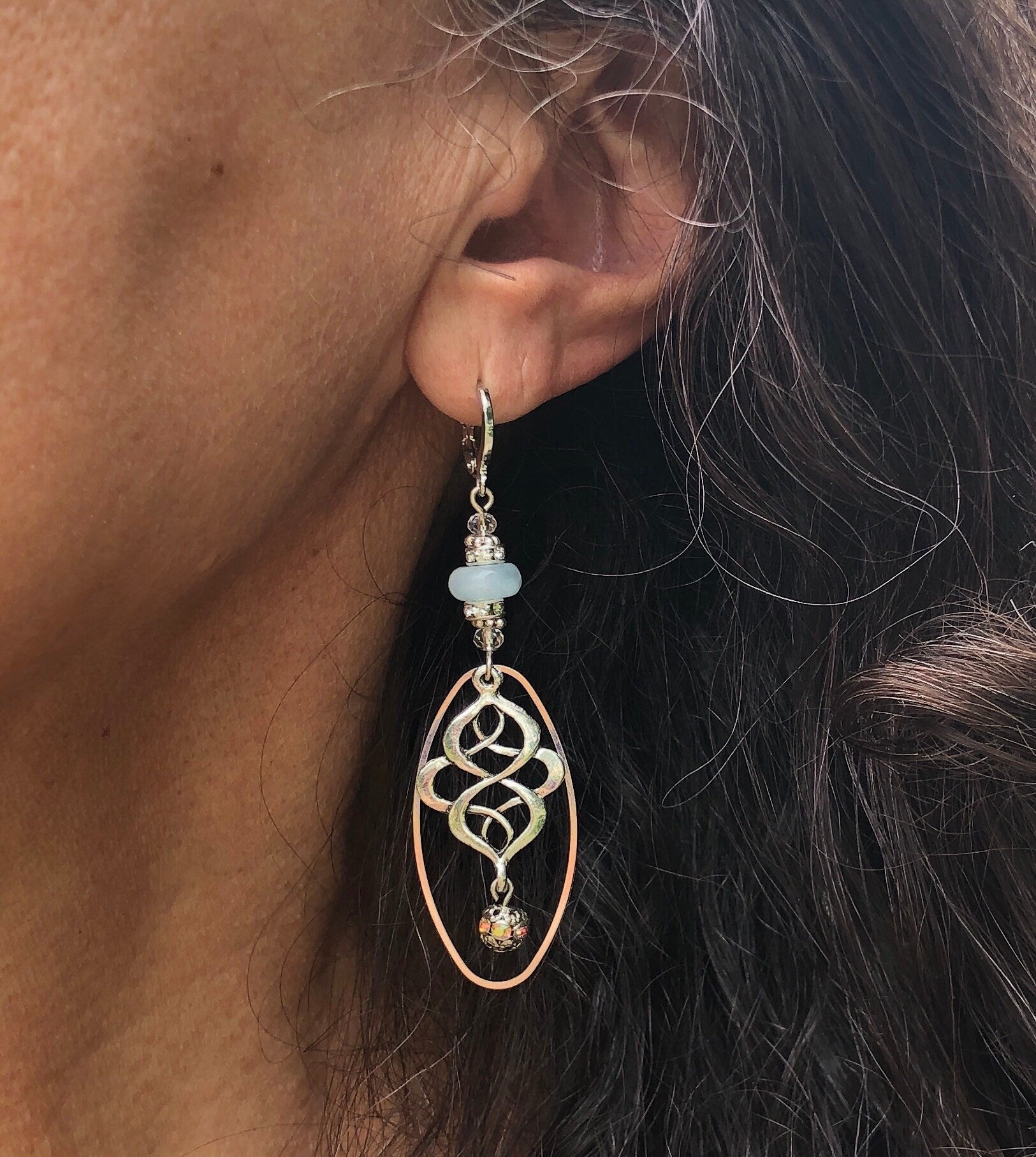 MossberryandStone Aquamarine Silver Long Dangle Earrings