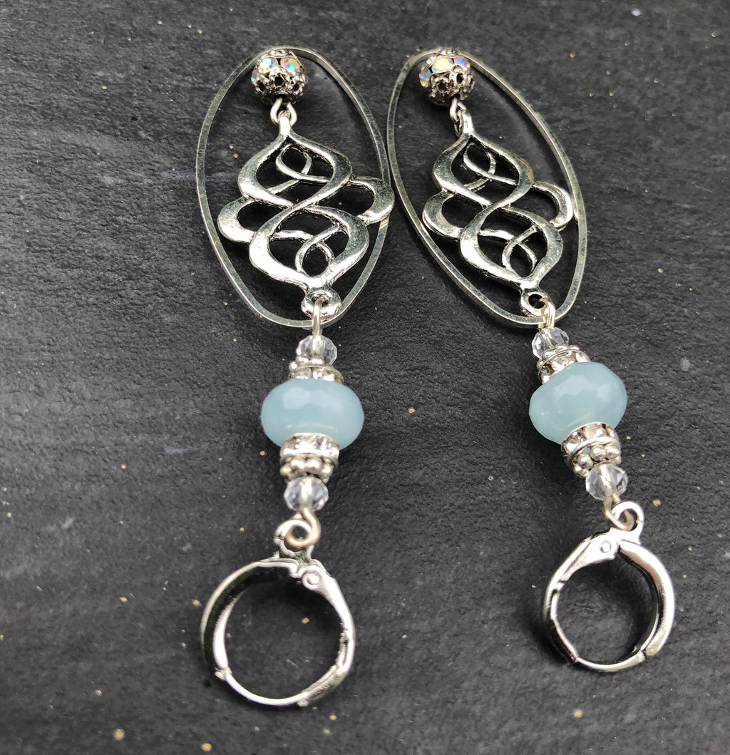MossberryandStone Aquamarine Silver Long Dangle Earrings