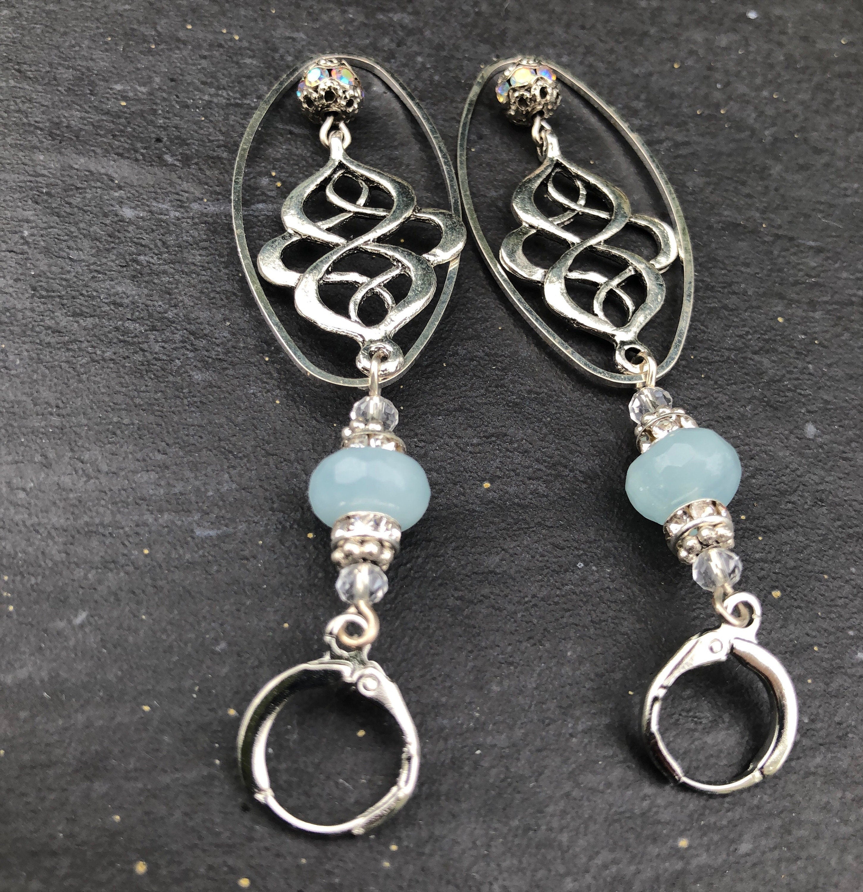MossberryandStone Aquamarine Silver Long Dangle Earrings