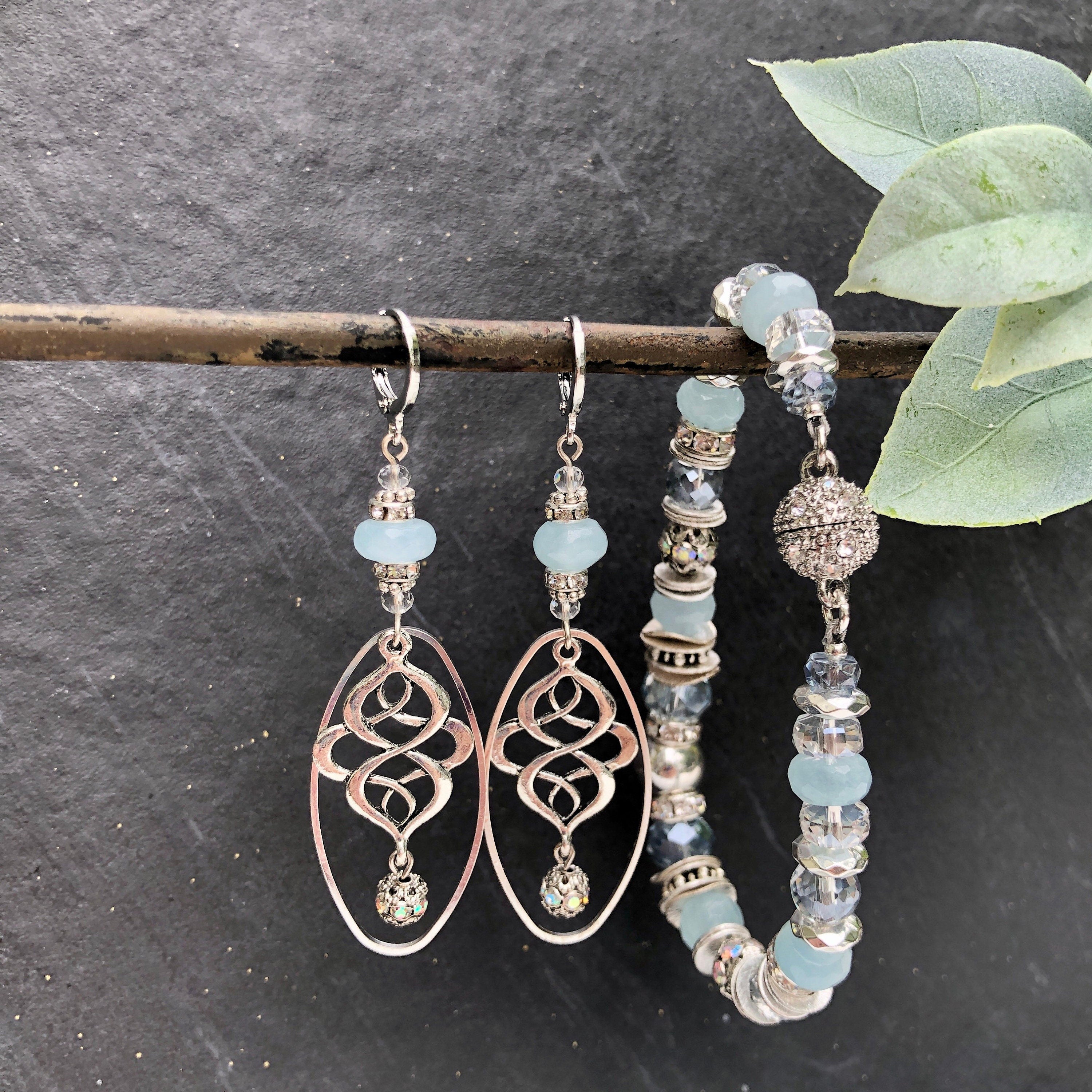 MossberryandStone Aquamarine Silver Long Dangle Earrings