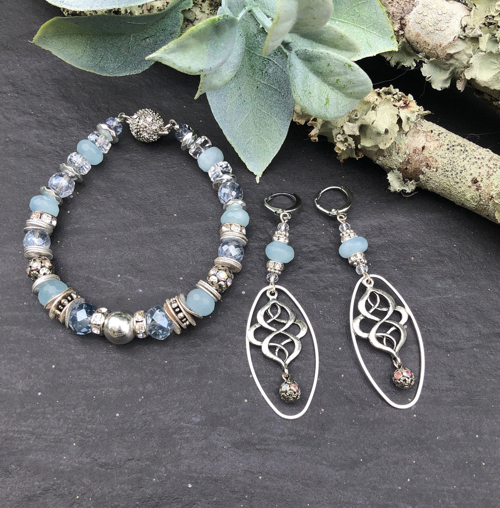 MossberryandStone Aquamarine Silver Long Dangle Earrings