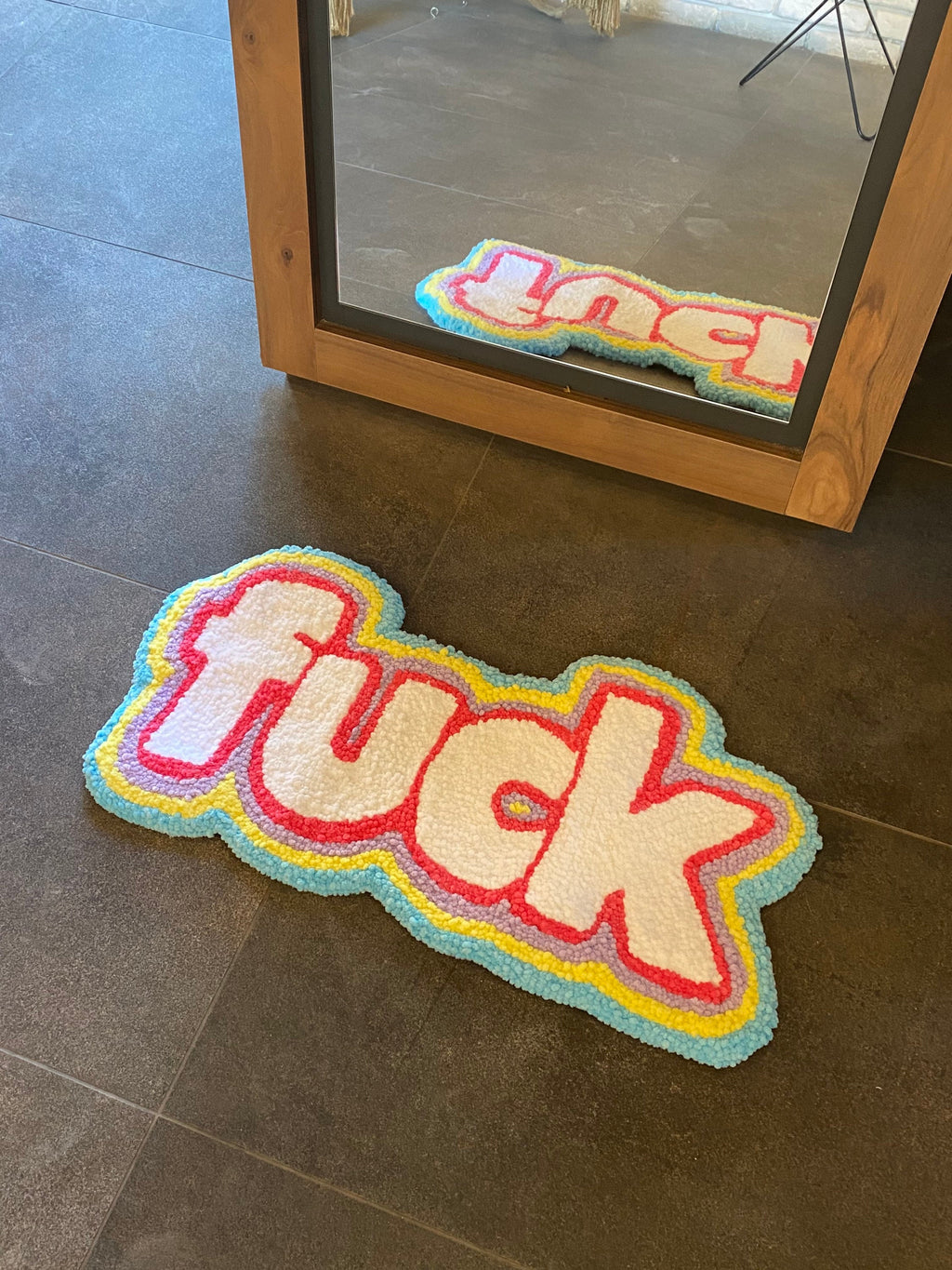 OrnnWorks F*ck Colorful Tufted Rug Handmade Multicolor