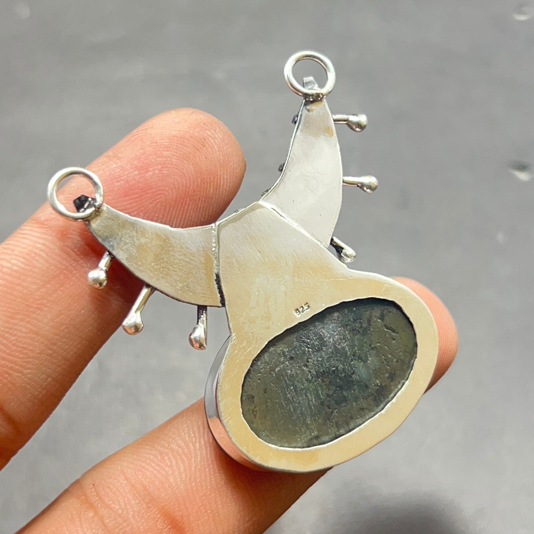 EkkJewels Abalone Shell 925 Sterling Silver Pendant Necklace Handmade