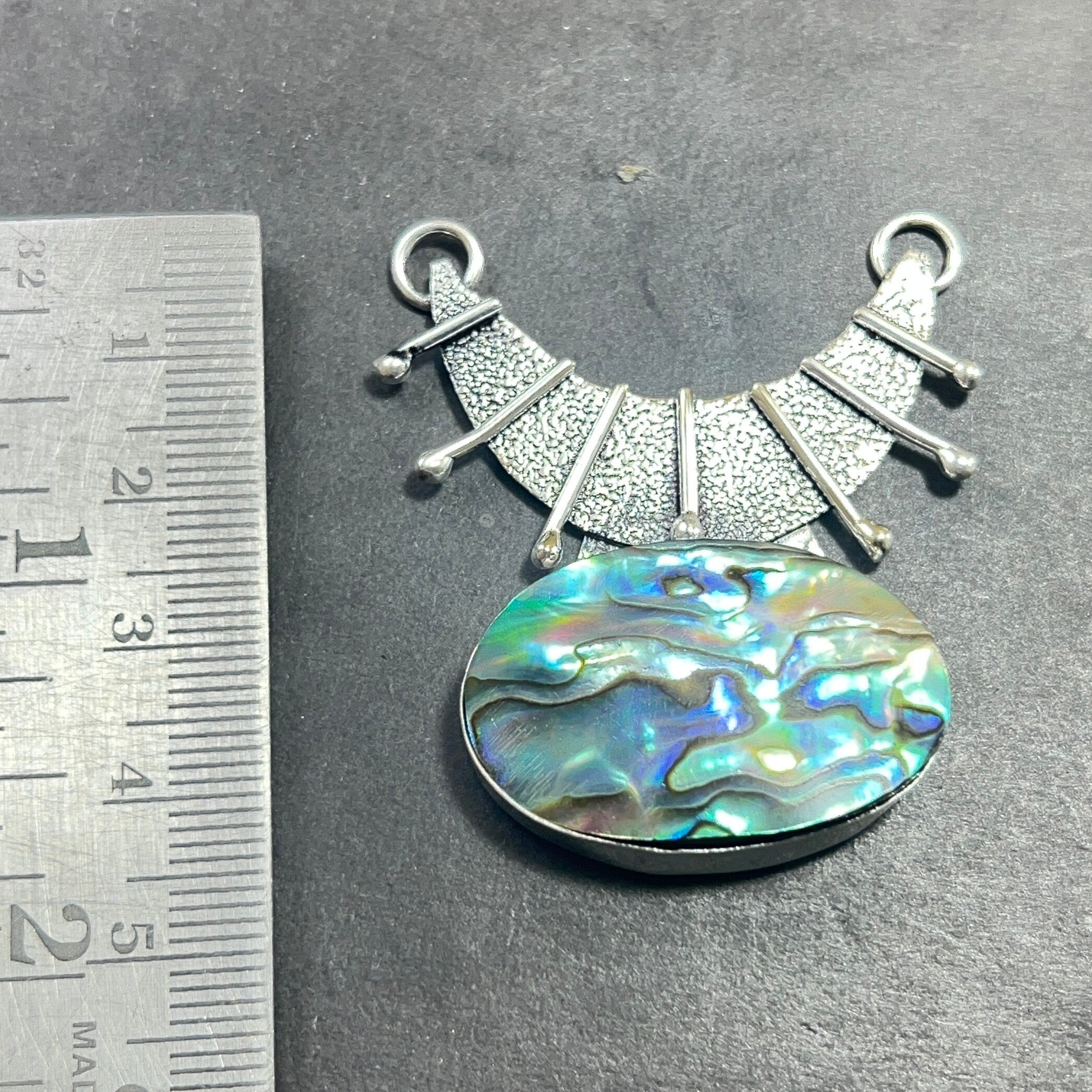 EkkJewels Abalone Shell 925 Sterling Silver Pendant Necklace Handmade
