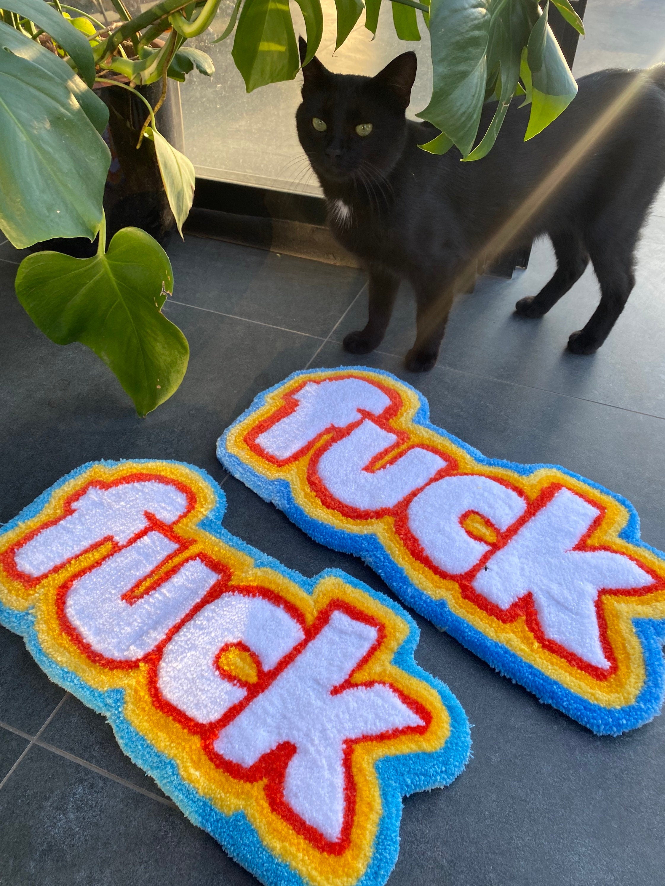 OrnnWorks Rainbow F*ck Fluffy Tufted Rug Customized Design