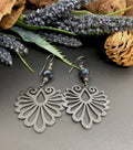 MossberryandStone Gunmetal Labradorite Phoenix Wing Dangle Earrings