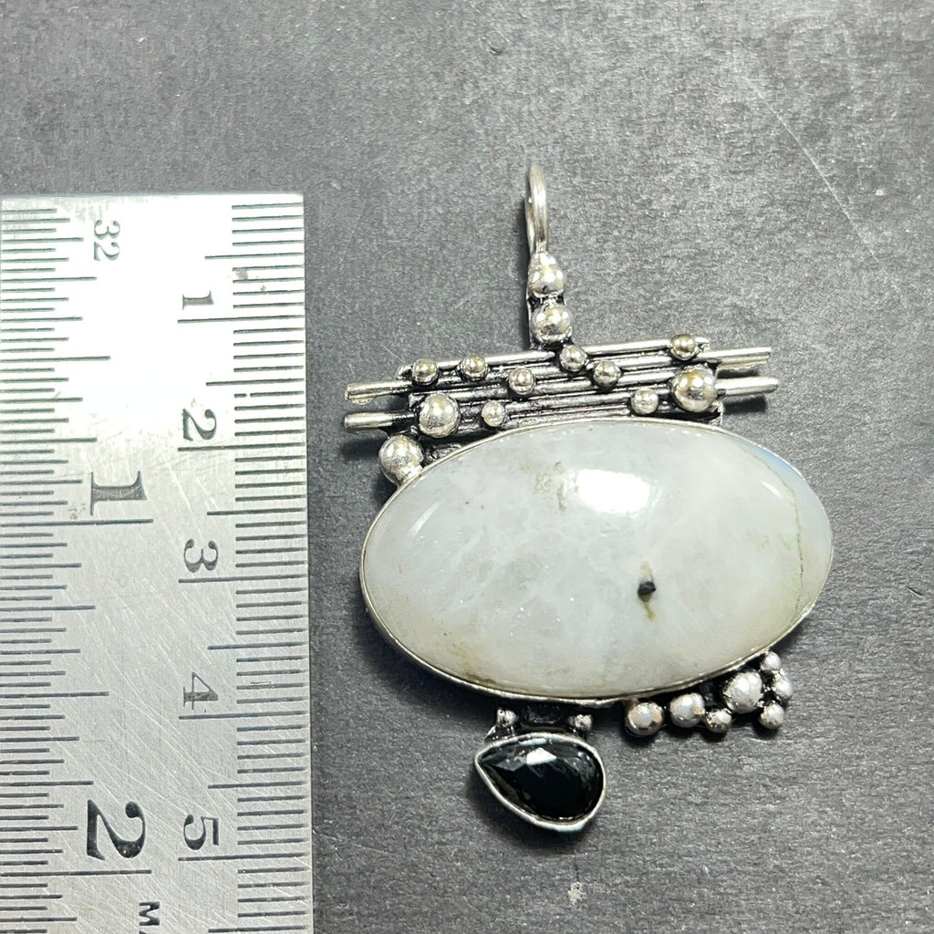 Handmade Moonstone Pendant: 925 Sterling Silver Necklace