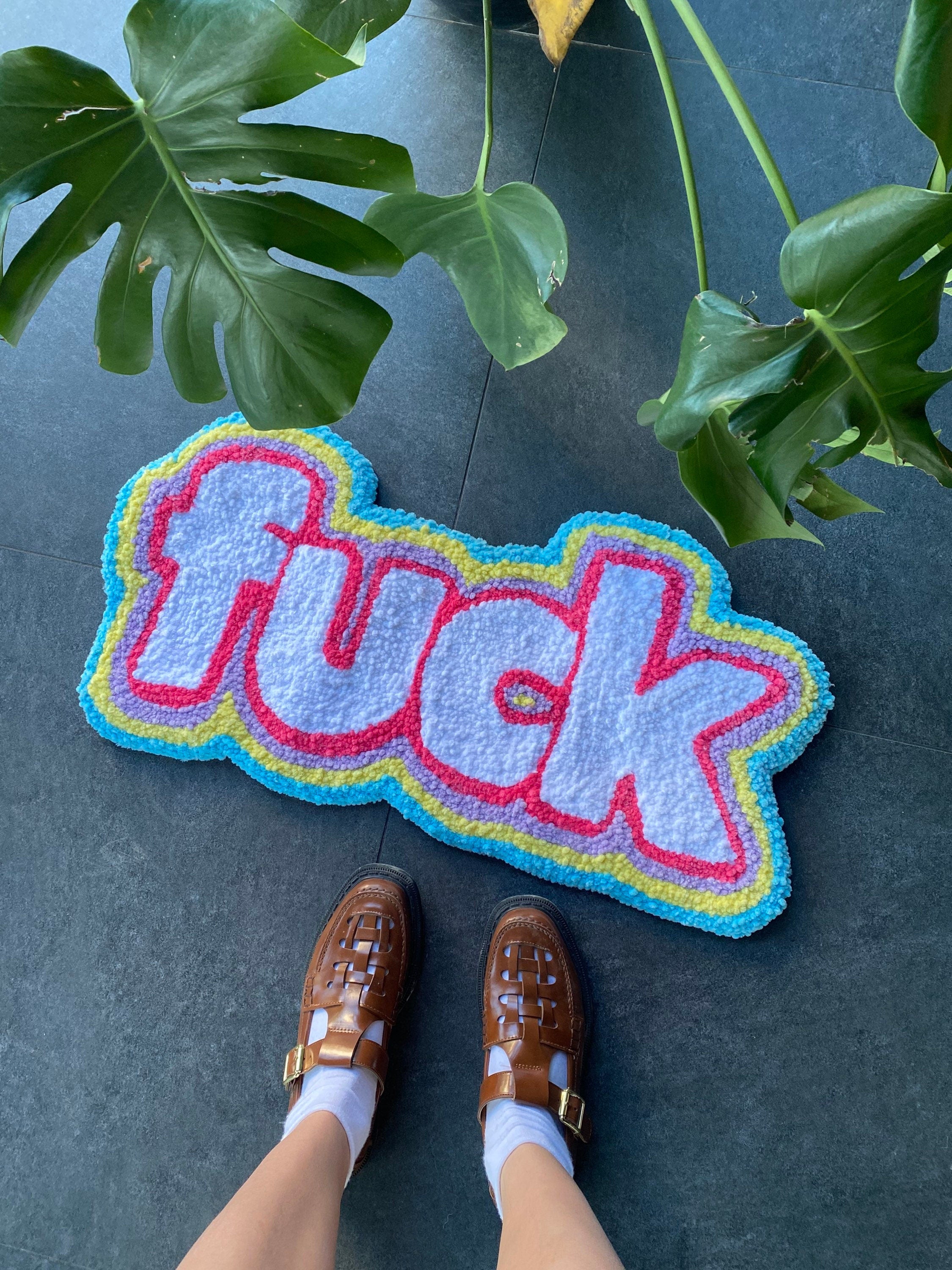 OrnnWorks F*ck Colorful Tufted Rug Handmade Multicolor