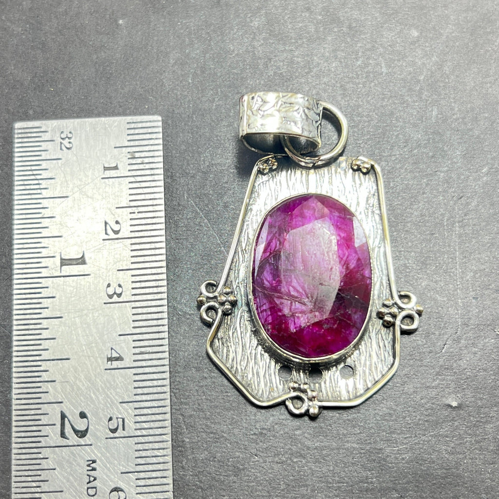 Handmade Ruby Pendant Necklace: 925 Sterling Silver Gemstone