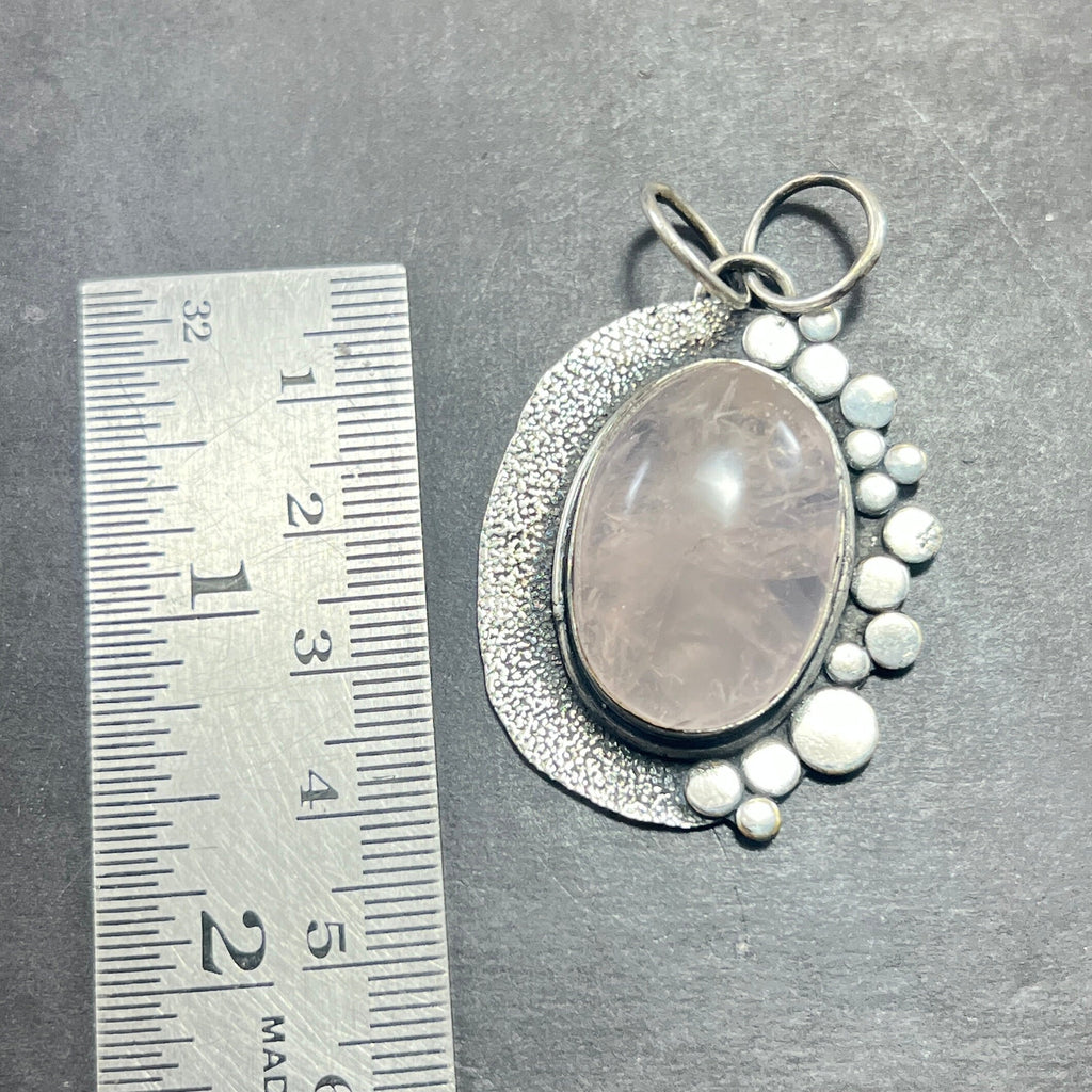 EkkJewels Handmade Natural Rose Quartz Pendant Necklace 925 Sterling Silver