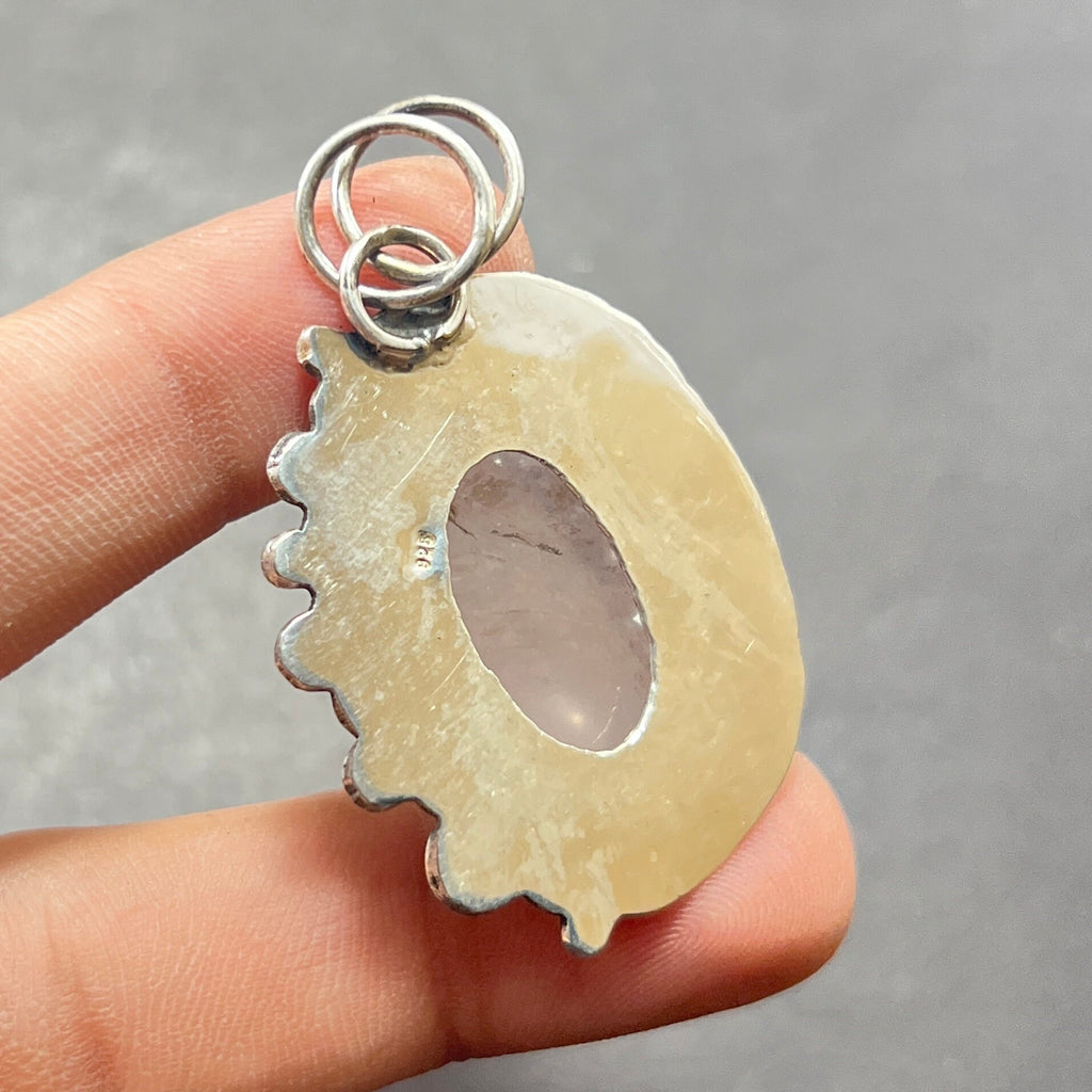EkkJewels Handmade Natural Rose Quartz Pendant Necklace 925 Sterling Silver