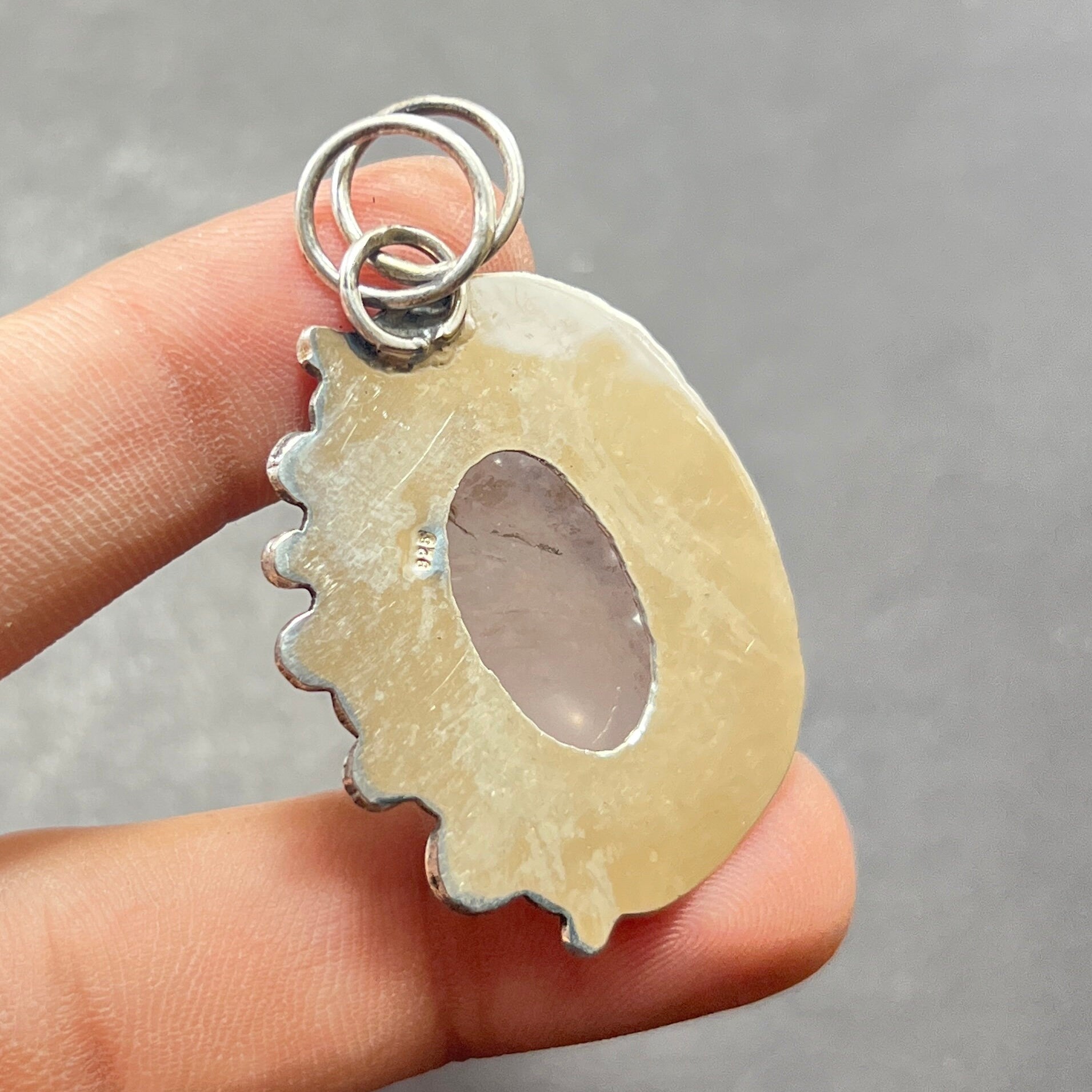 EkkJewels Handmade Natural Rose Quartz Pendant Necklace 925 Sterling Silver
