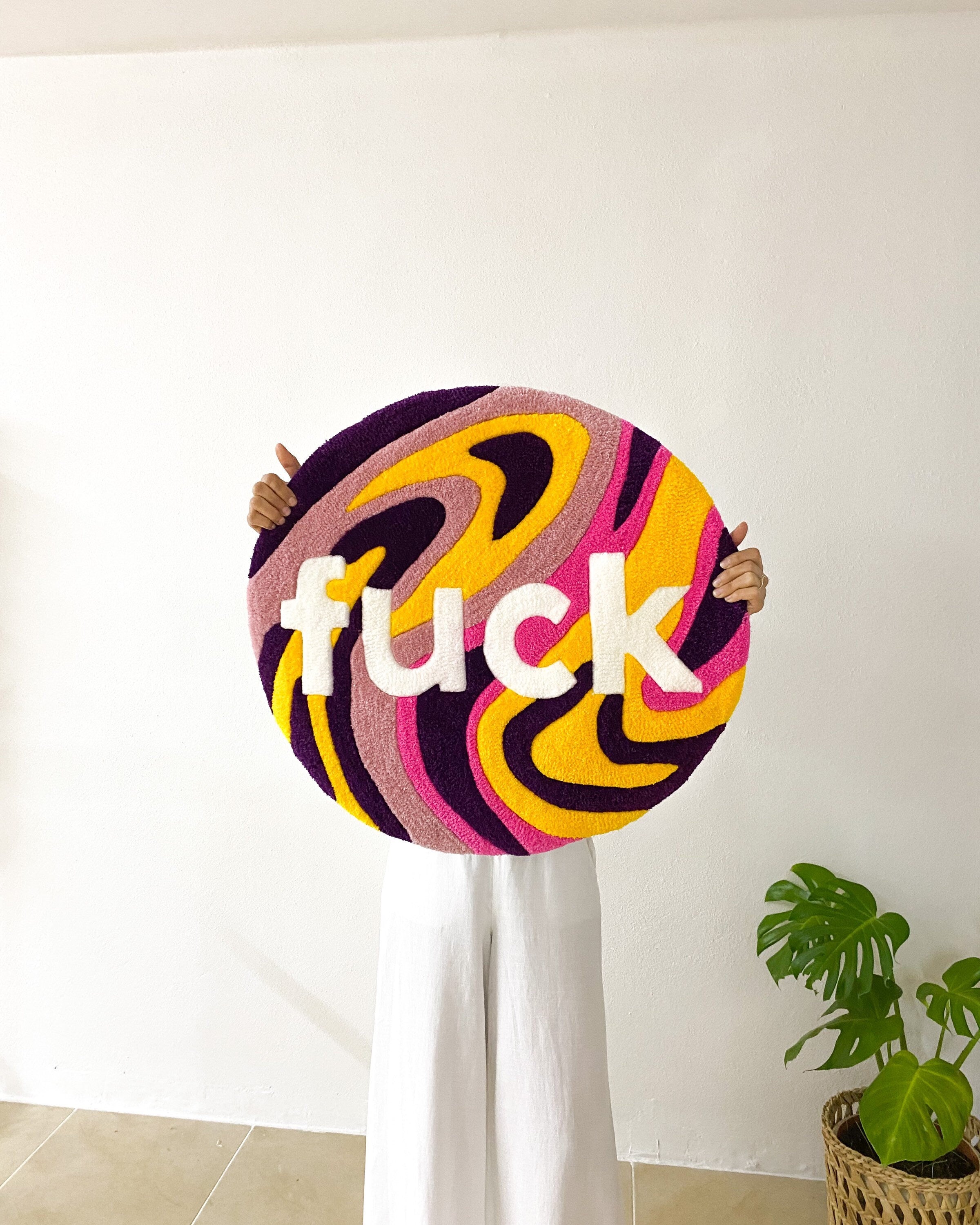 LargoModern Fuck Colorful Handmade Tufted Rug Soft Fluffy