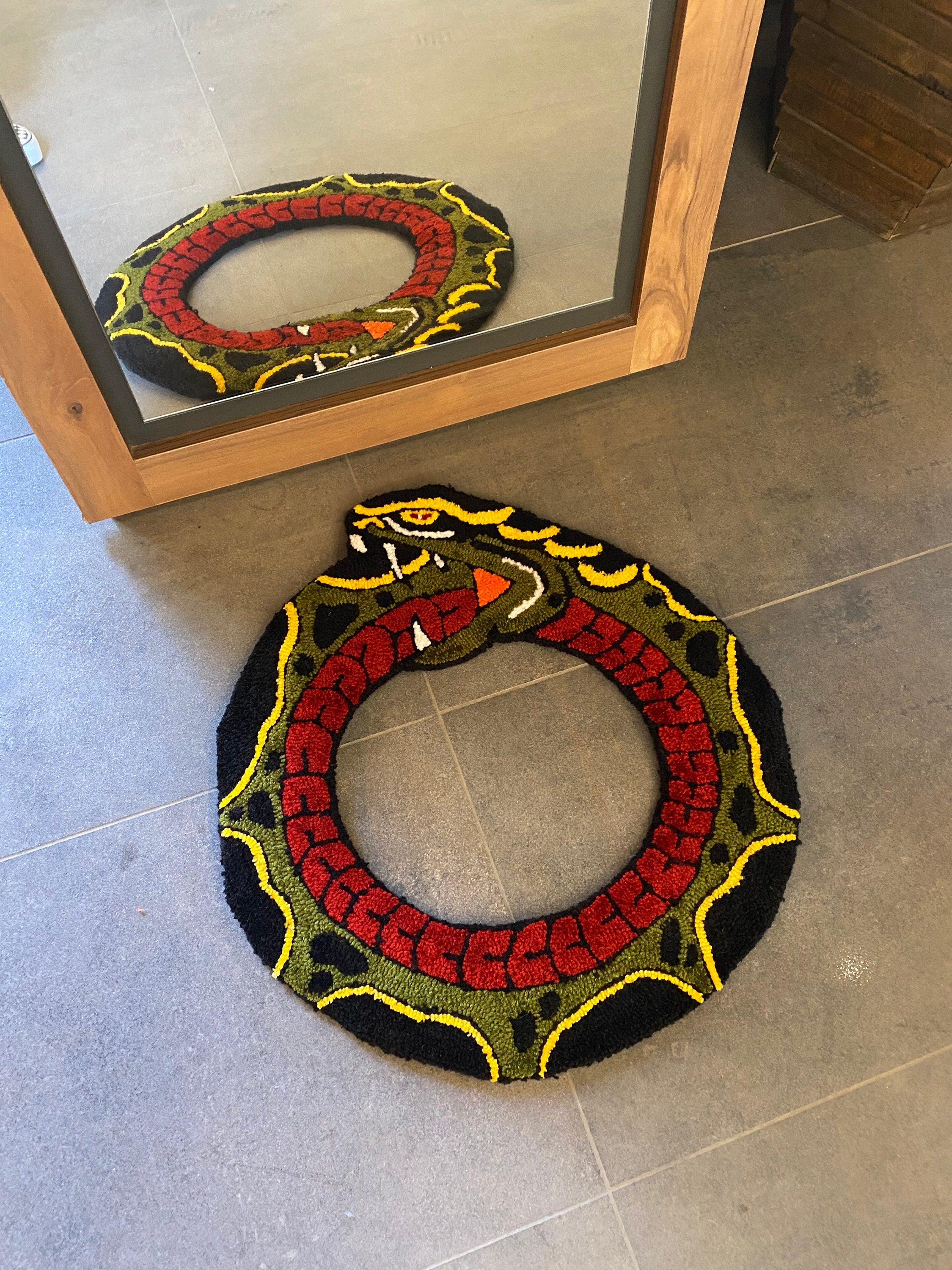 OrnnWorks Ouroboros Handmade Snake Tufted Rug 60x60cm Acrylic