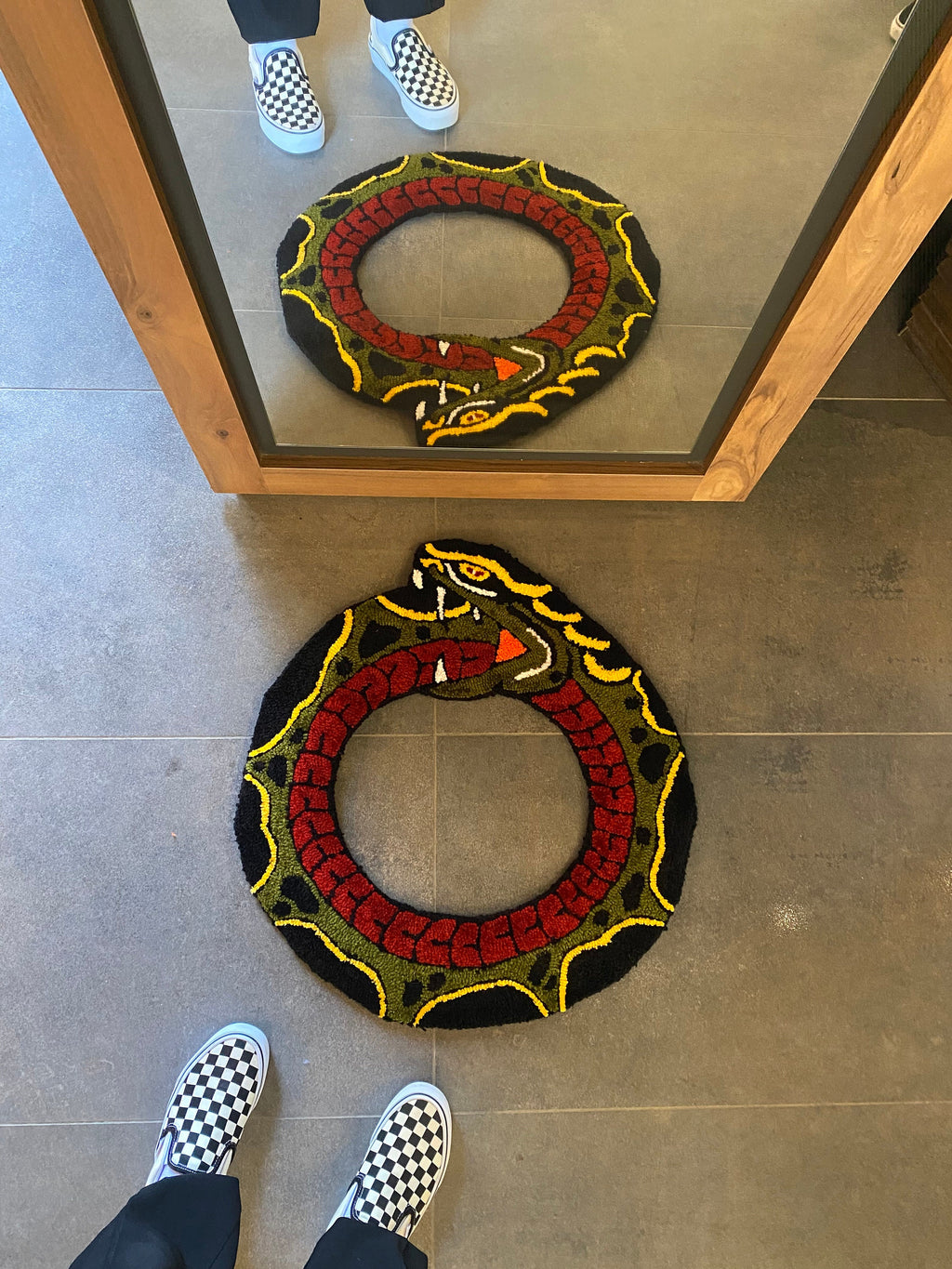 OrnnWorks Ouroboros Handmade Snake Tufted Rug 60x60cm Acrylic
